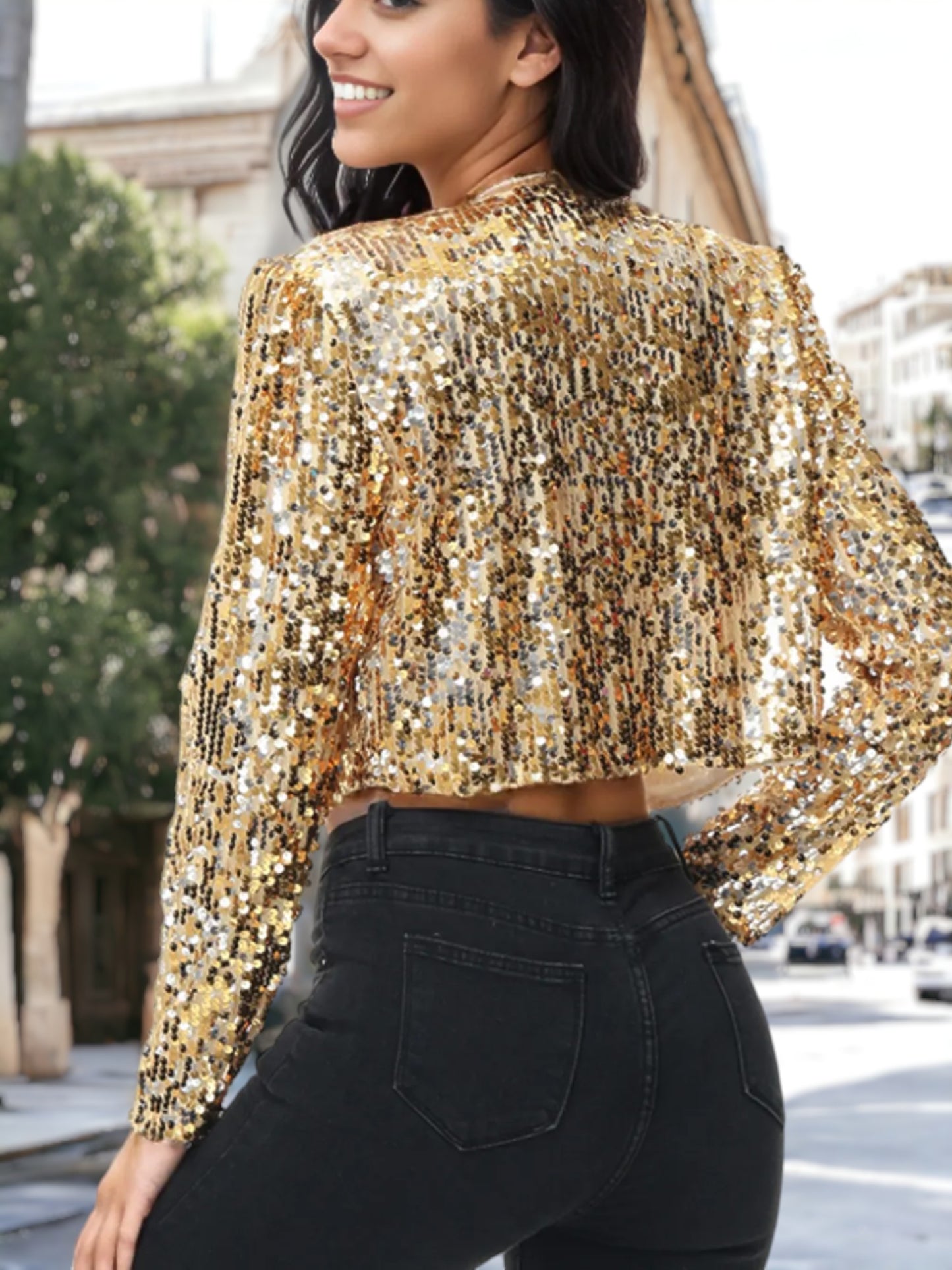 Sequin Bedazzled Long Sleeve Bolero