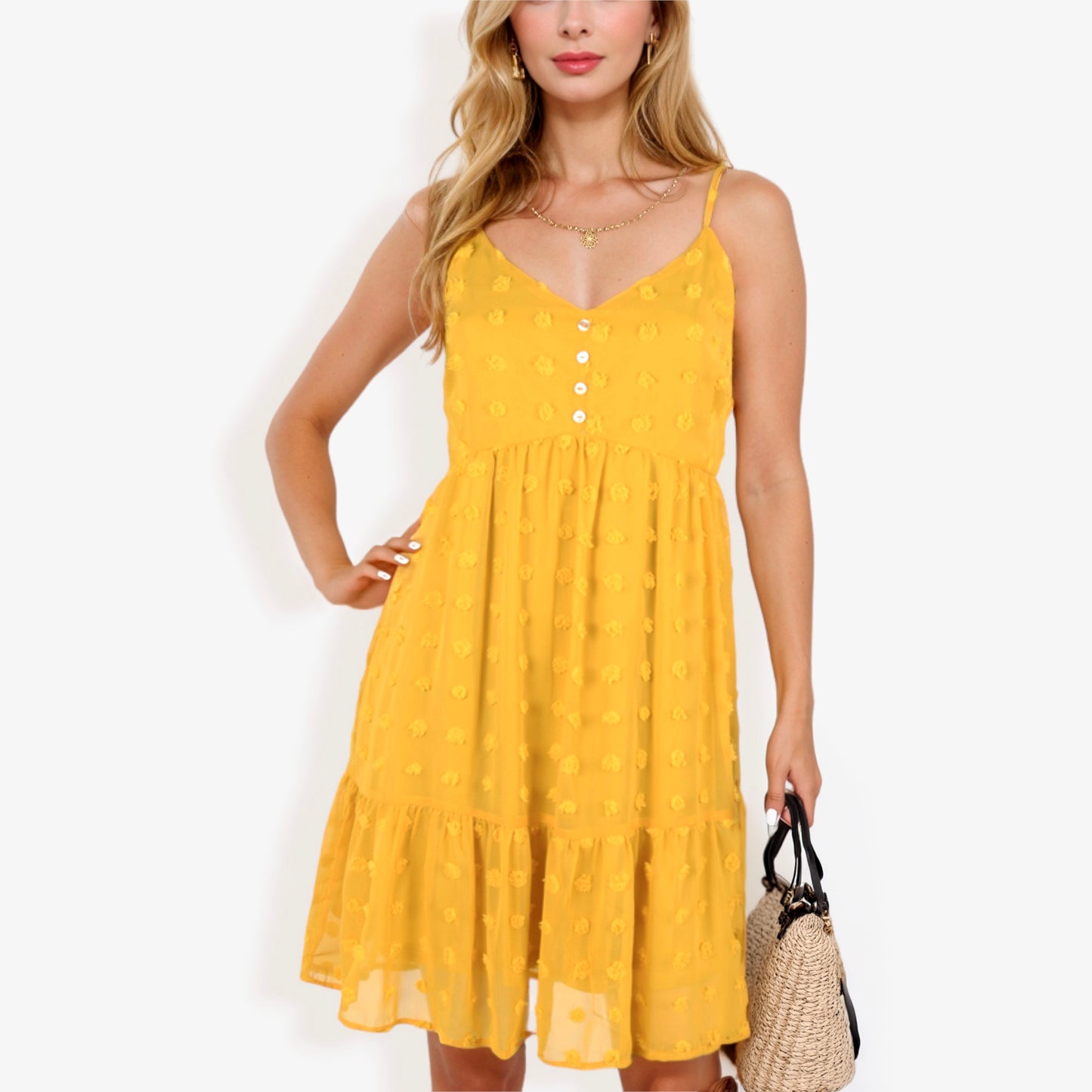 Vestido de verano con volantes y lunares
