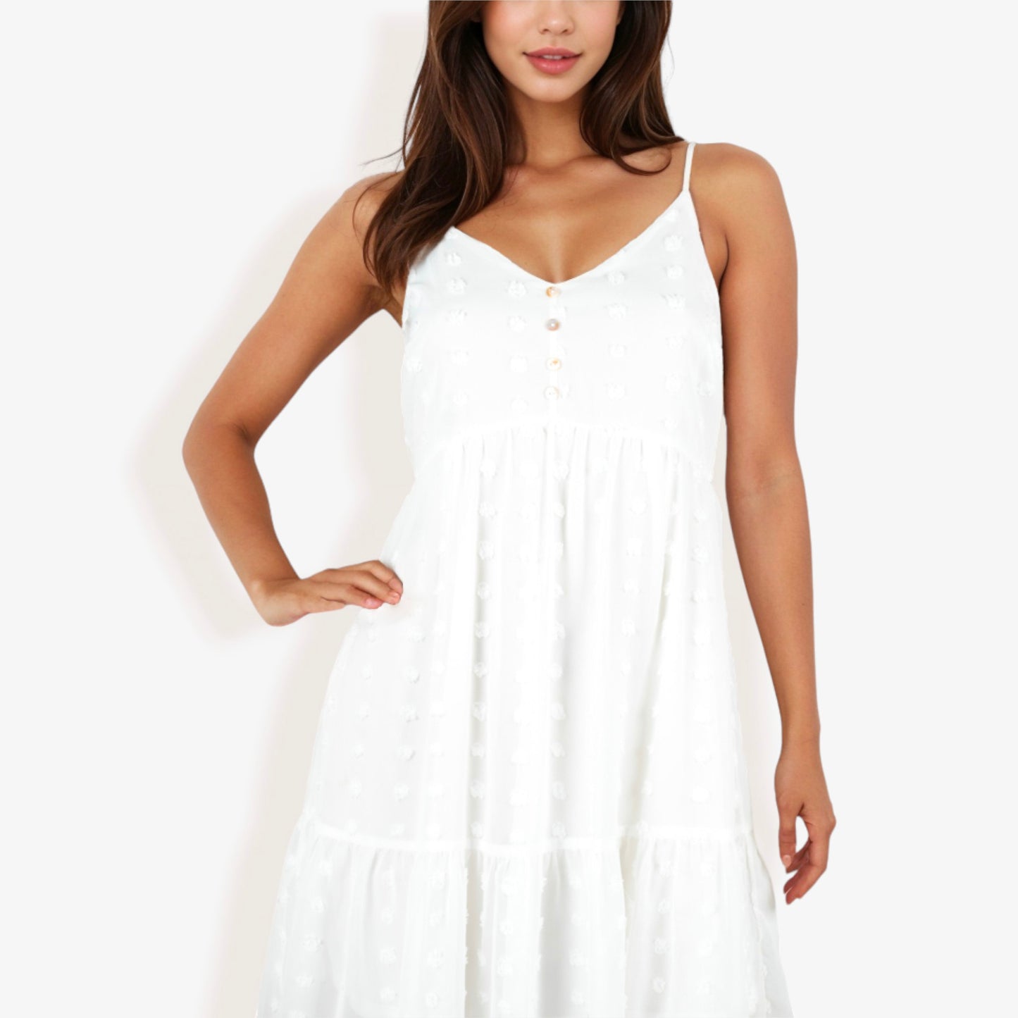 Vestido de verano con volantes y lunares