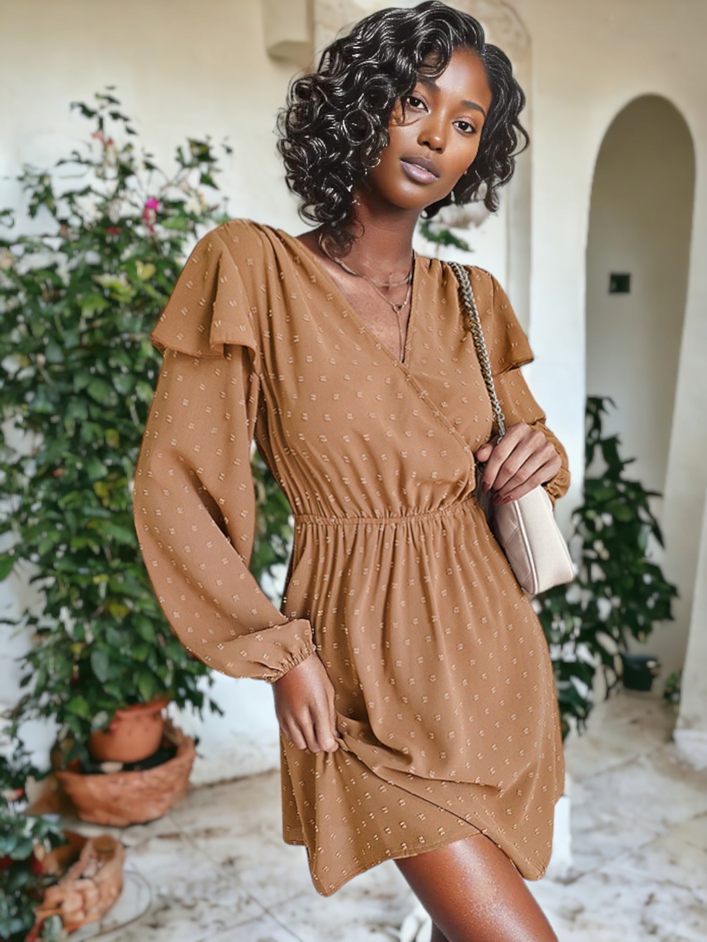 Vestido ligero de lunares suizos con sobrepelliz