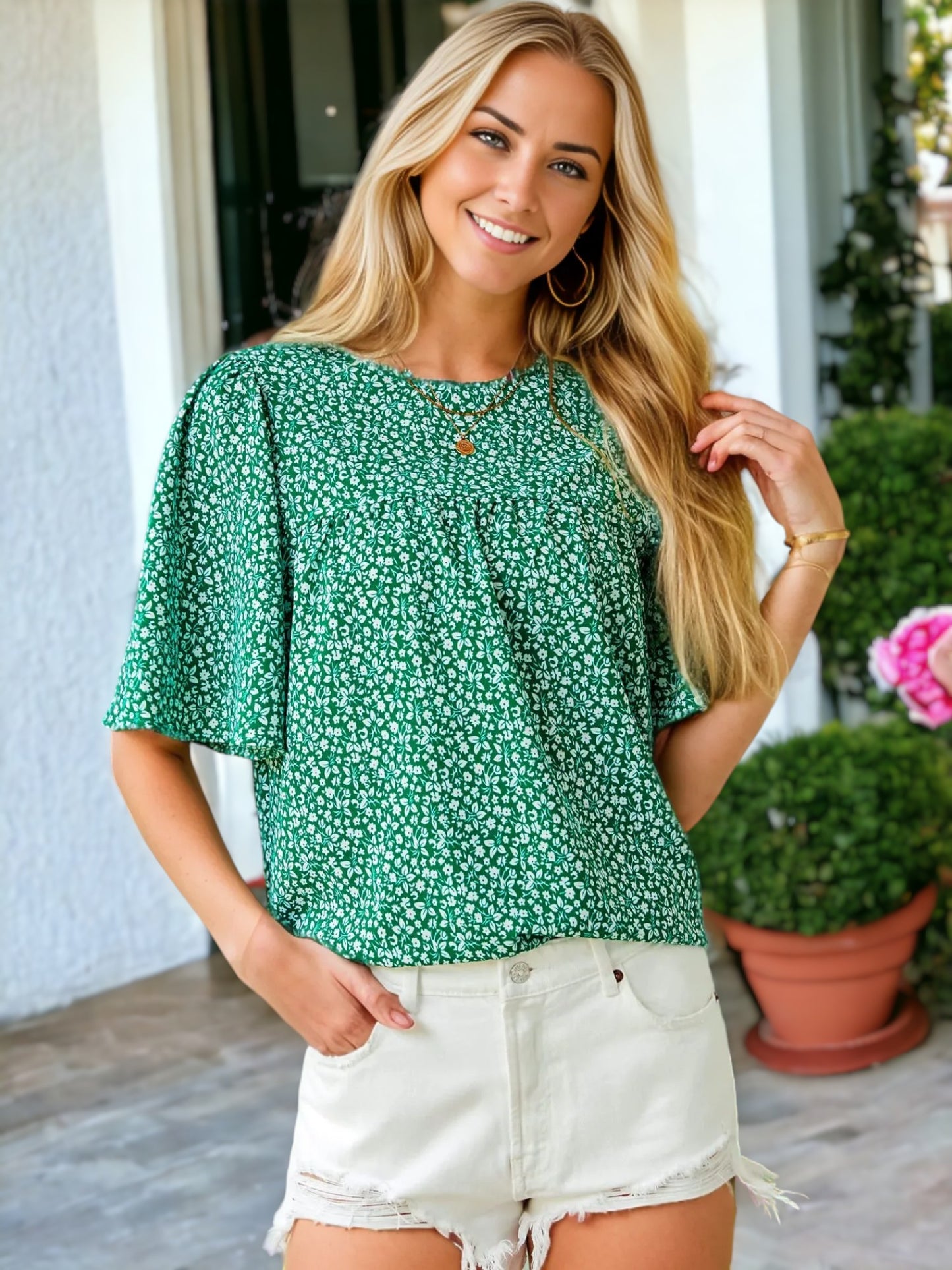 Blusa bohemia con estampado floral