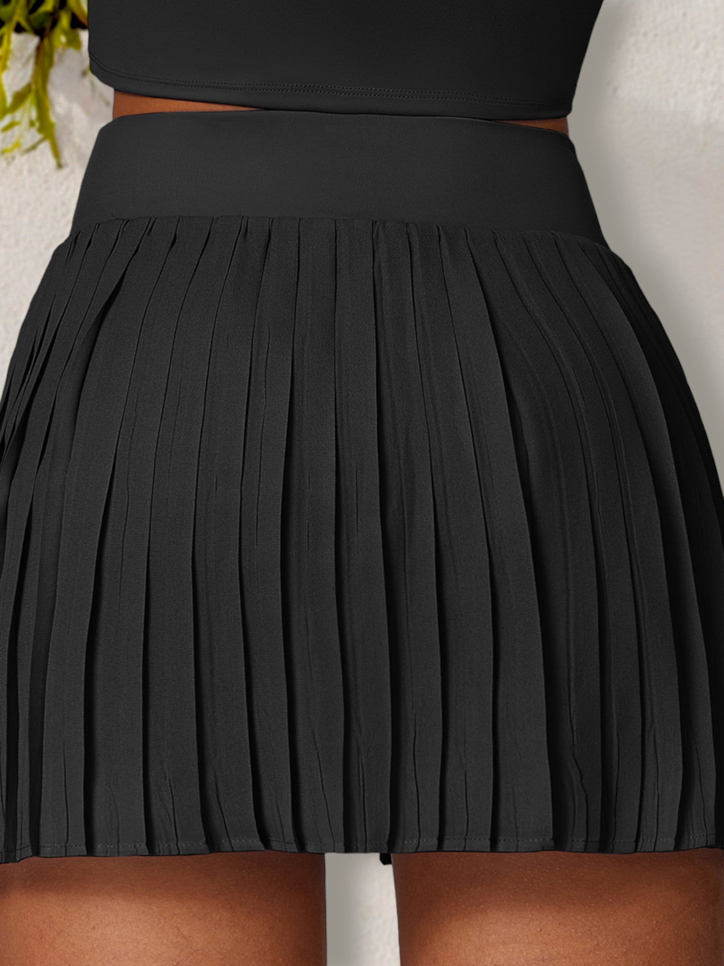 Falda pantalón deportiva plisada de cintura alta para mujer con pantalones cortos incorporados