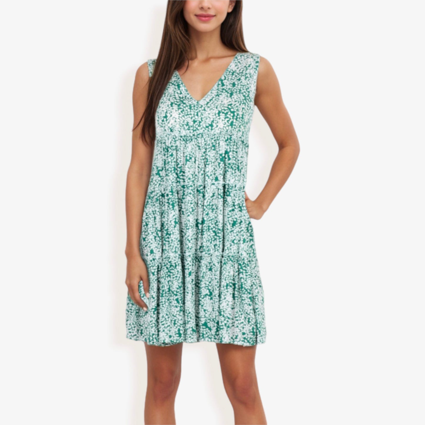 Vestido con espalda baja y estampado de hojas