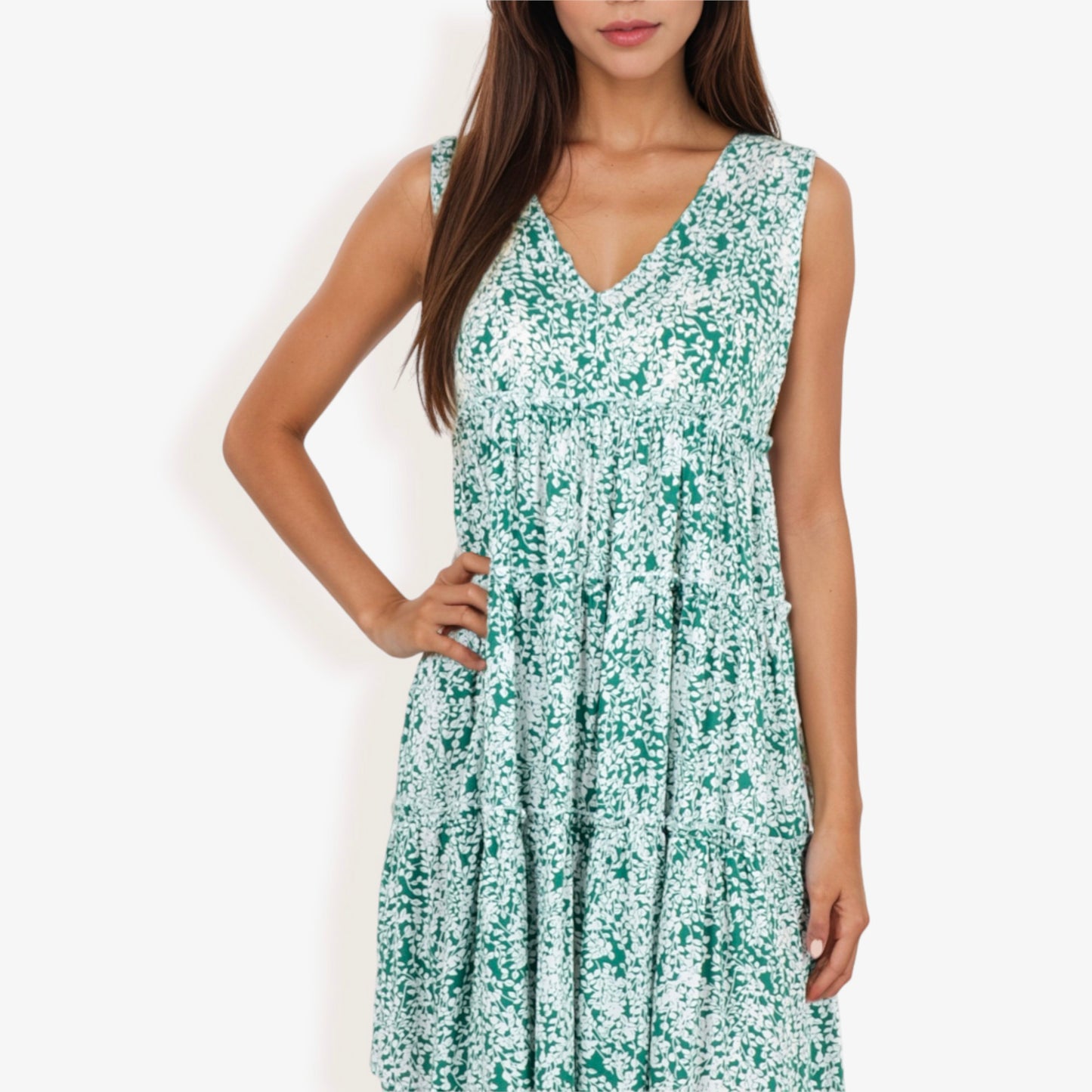 Vestido con espalda baja y estampado de hojas