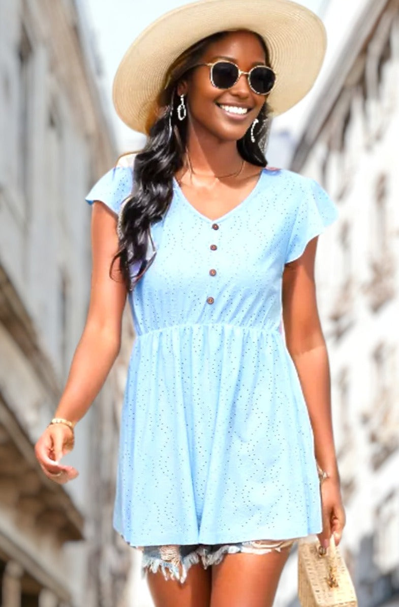 Flutter Sleeve Long Blouse