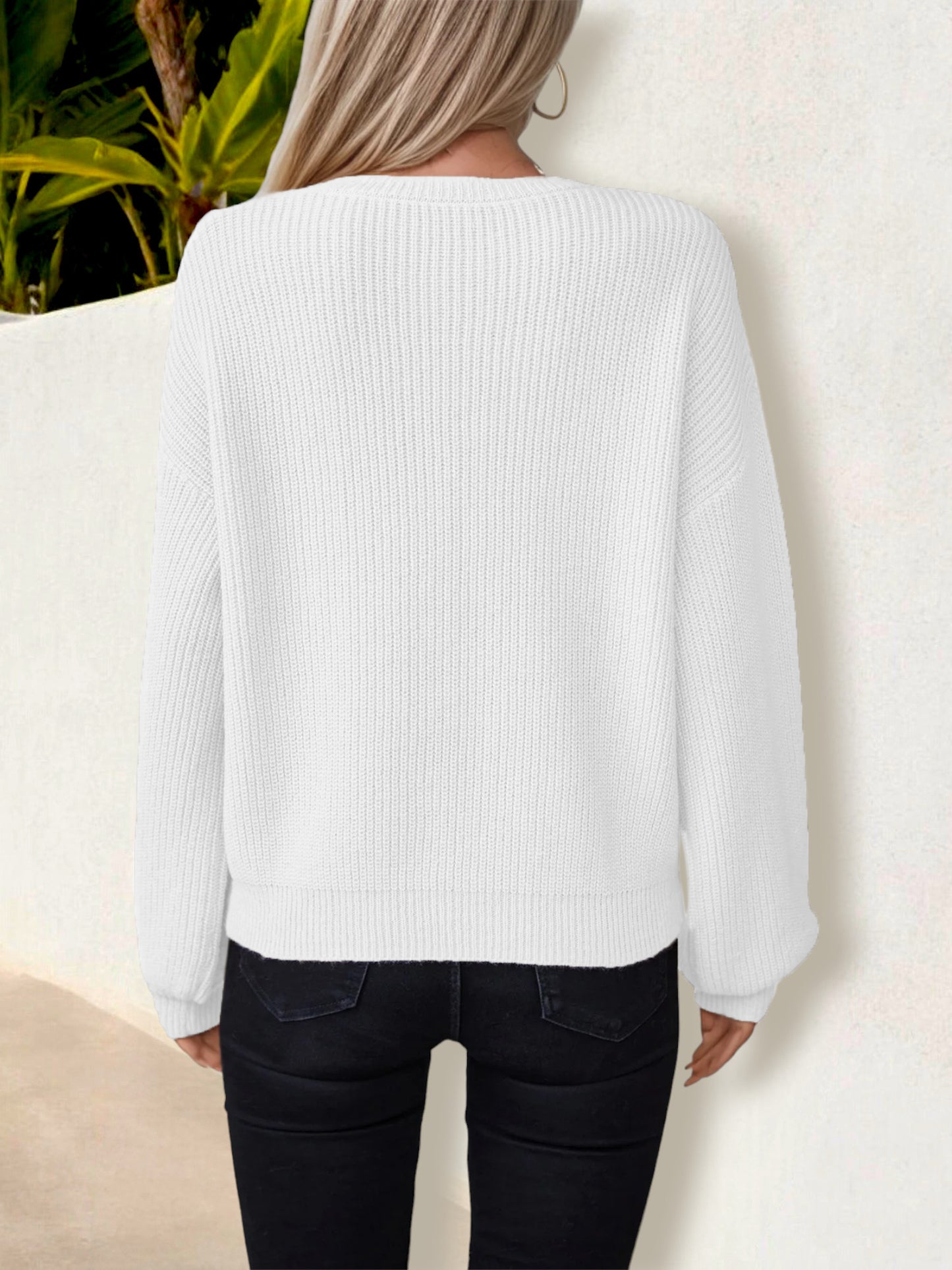 Anna-Kaci Women's Chevron Knit Sweater - Long Sleeve Pullover with V-Pattern Detail