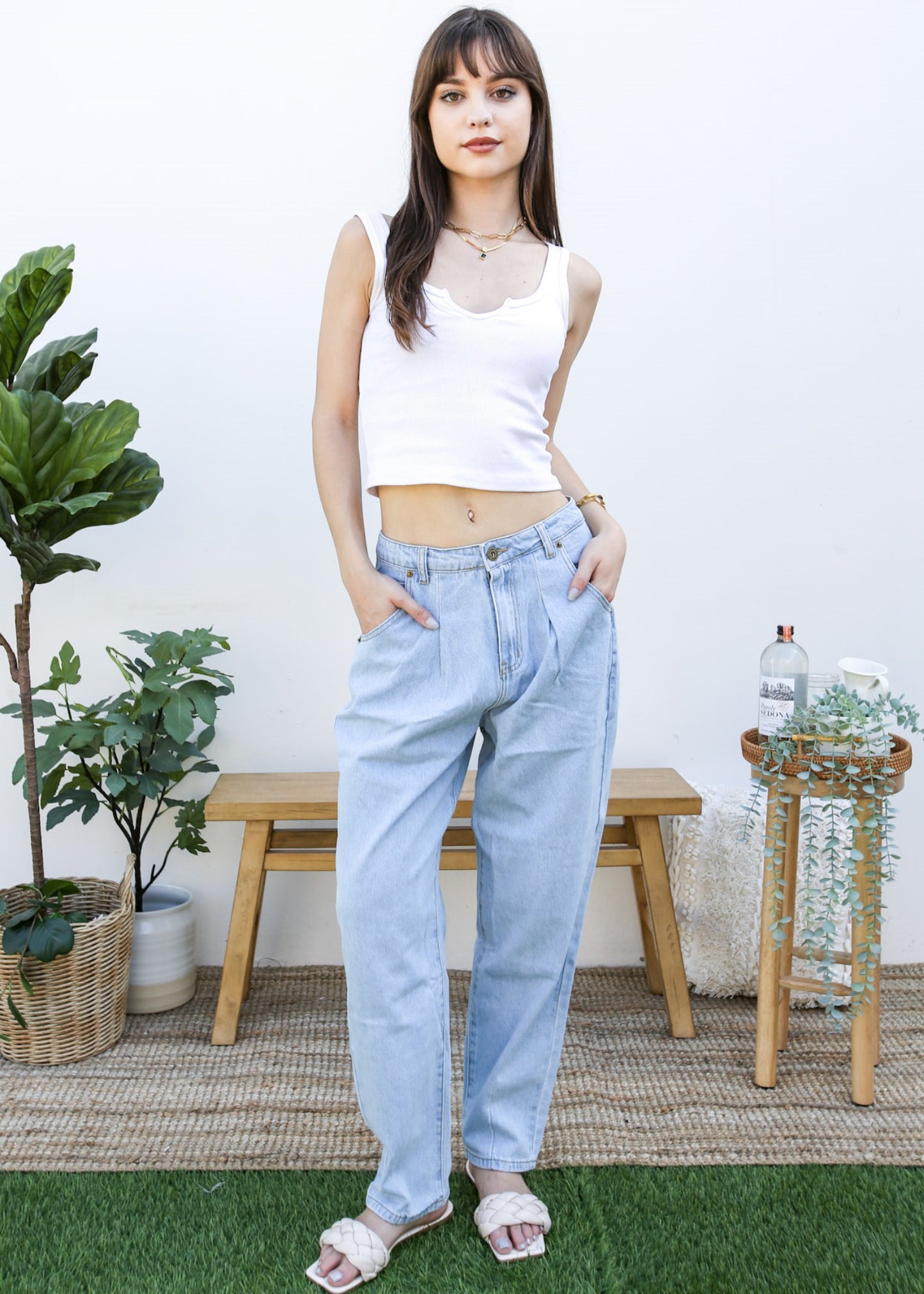 Loose High Waist Denim Trousers