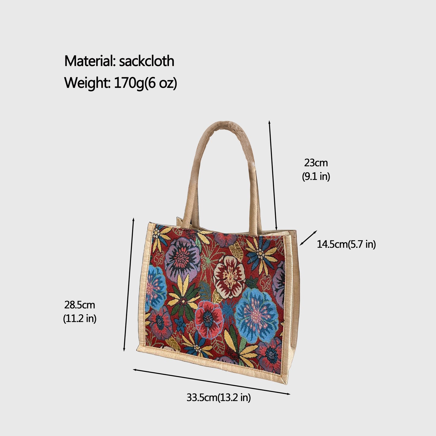 Anna-Kaci Women's Floral Sackcloth Tote Bag-Lightweight Handbag