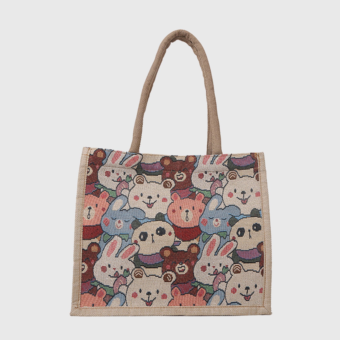Anna-Kaci Women's Floral Sackcloth Tote Bag-Lightweight Handbag