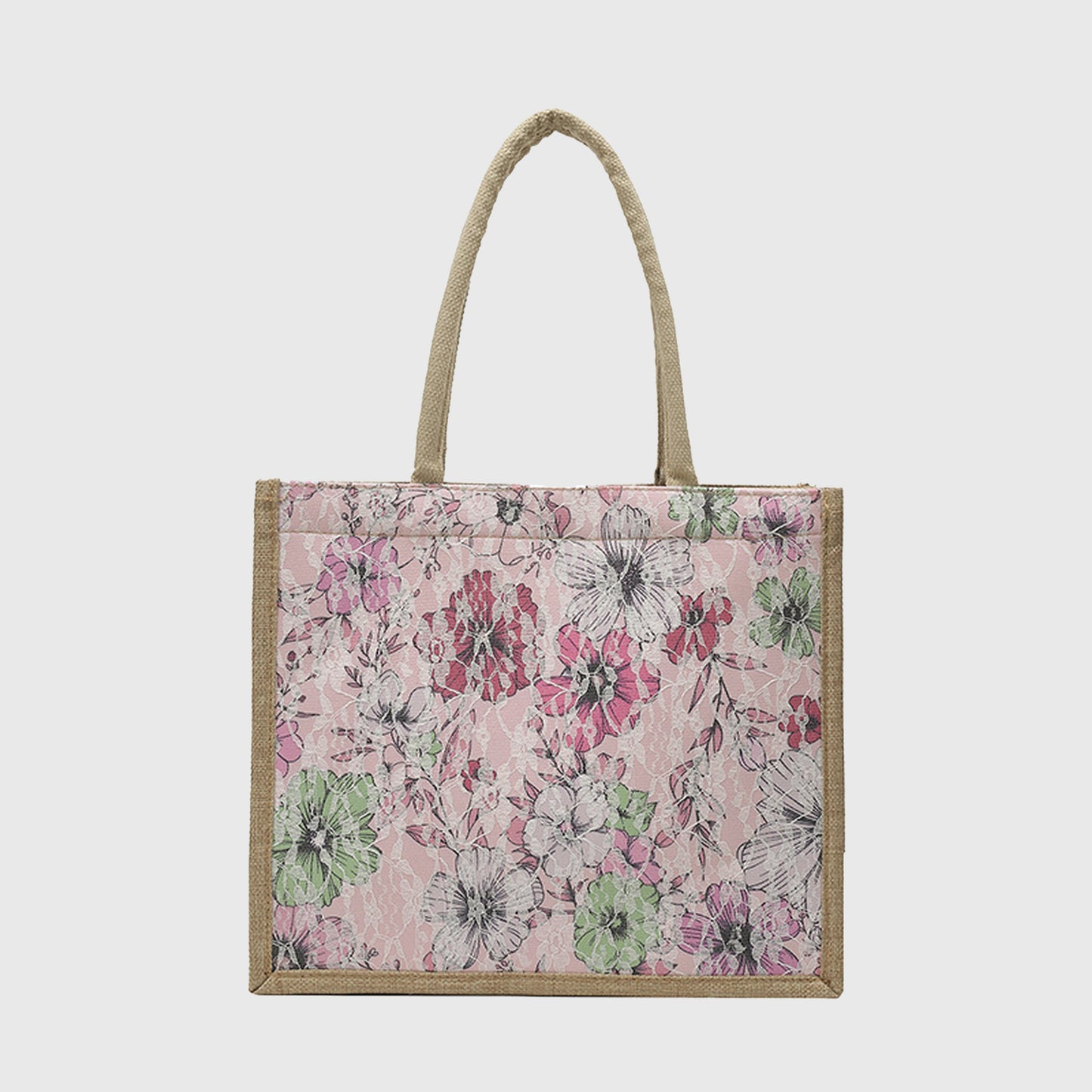 Anna-Kaci Women's Floral Linen-Polyester Tote Bag-Lightweight Floral Print Shopping Bag