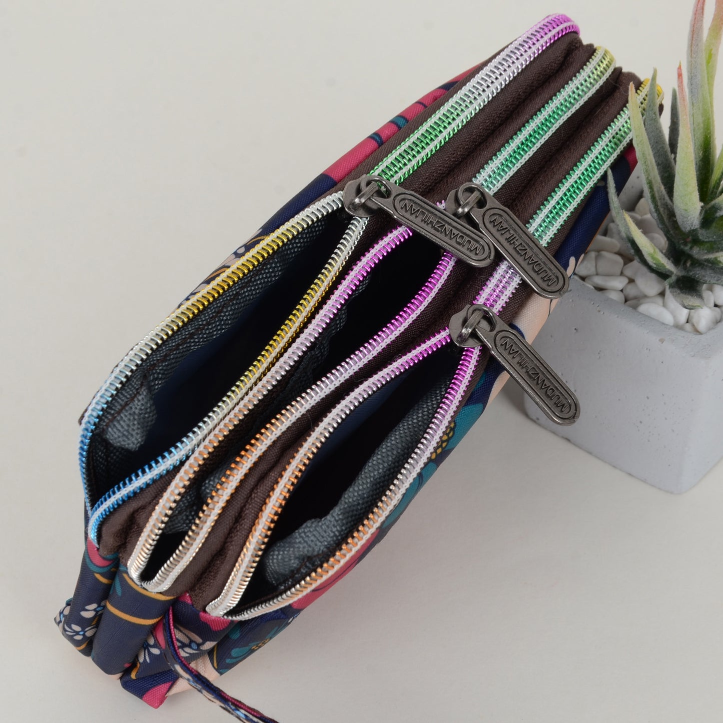 Anna-Kaci Women¡¯s Floral Print Multi-Zip Nylon Wristlet Handbag