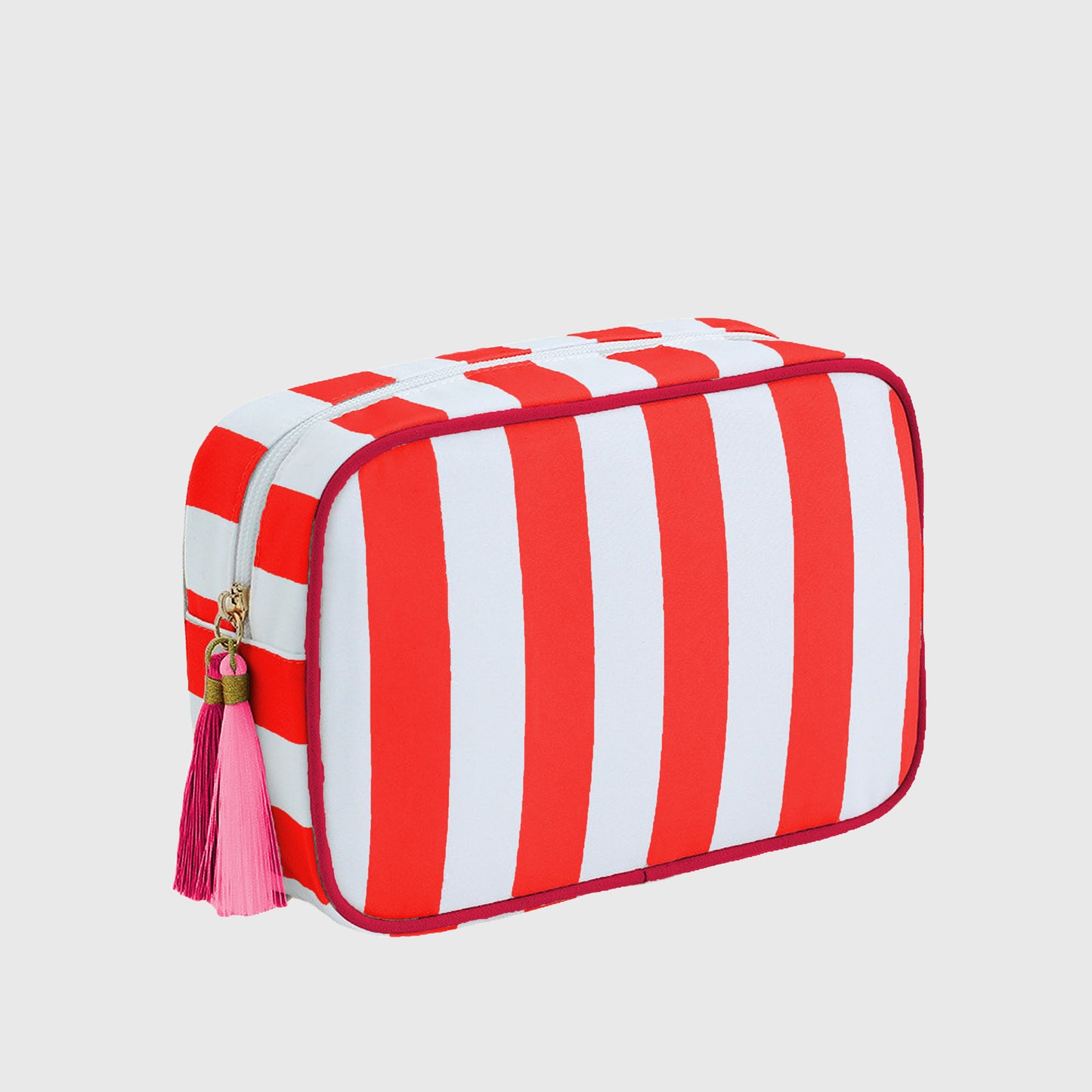 Anna-Kaci Women's Striped Cosmetic Bag with Tassel-Travel Makeup Organizer Pouch