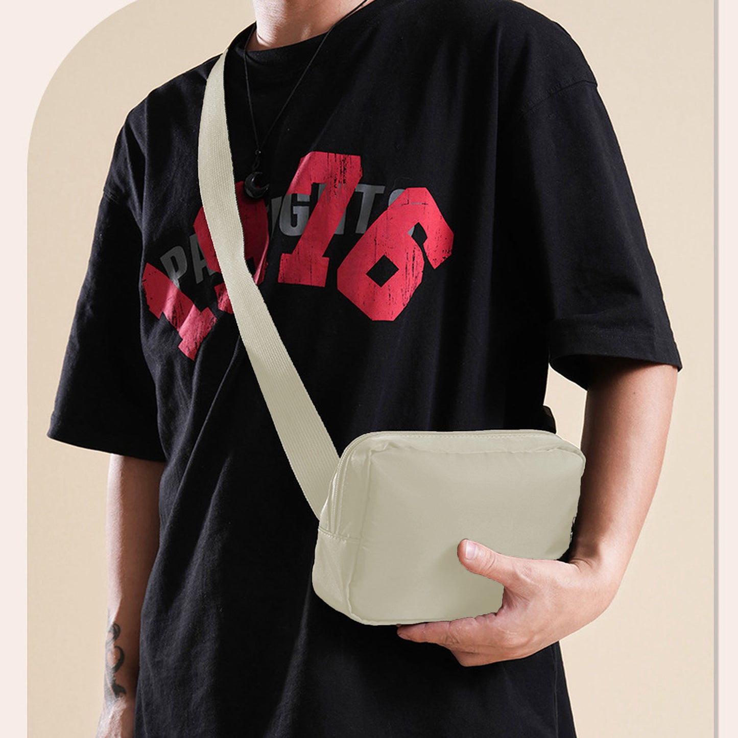 Anna-Kaci Canvas Chest Bag - Compact Crossbody Shoulder Bag