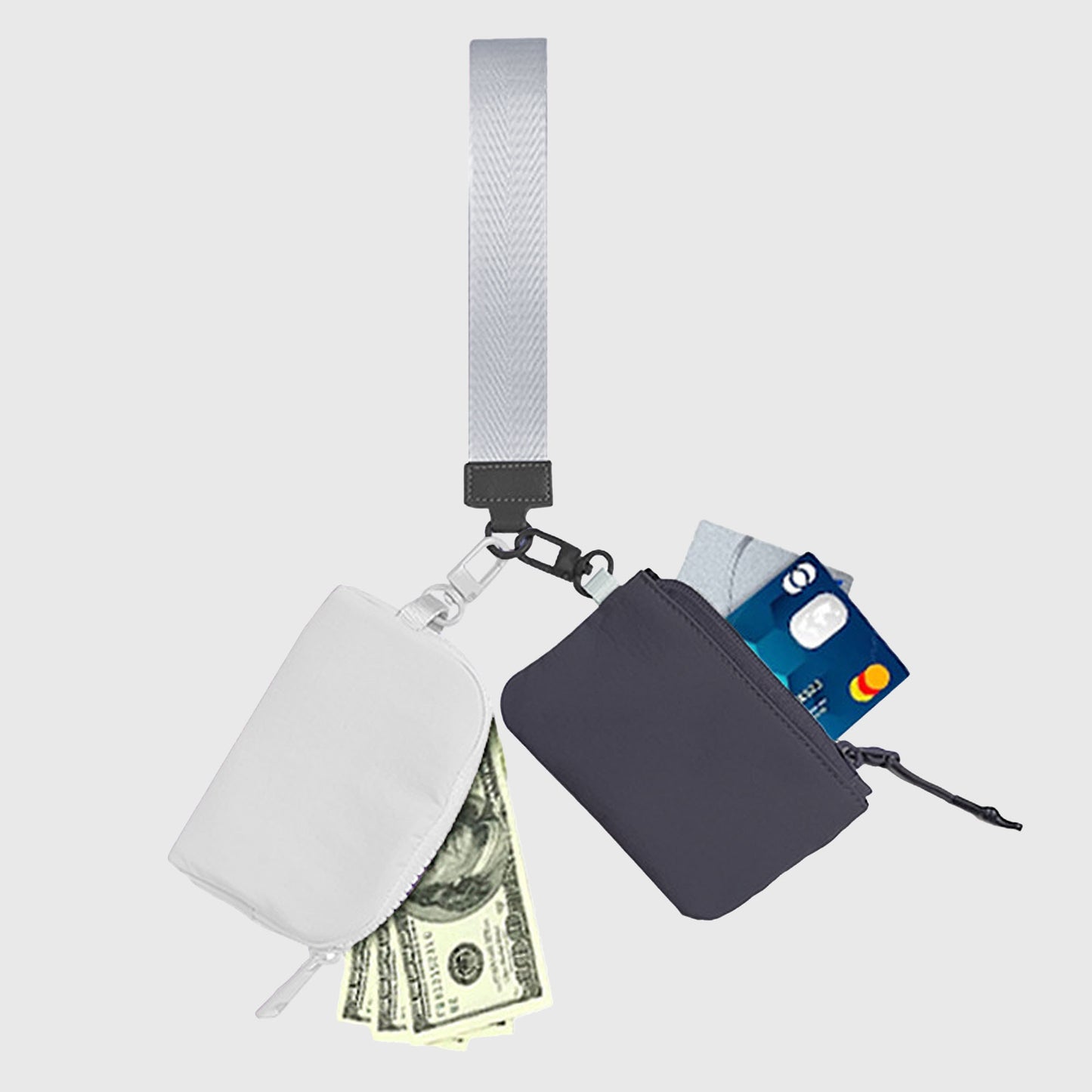 Anna-Kaci Dual - Pocket Hanging Wallet with Strap - Ideal for Cash, Cards and Small Items