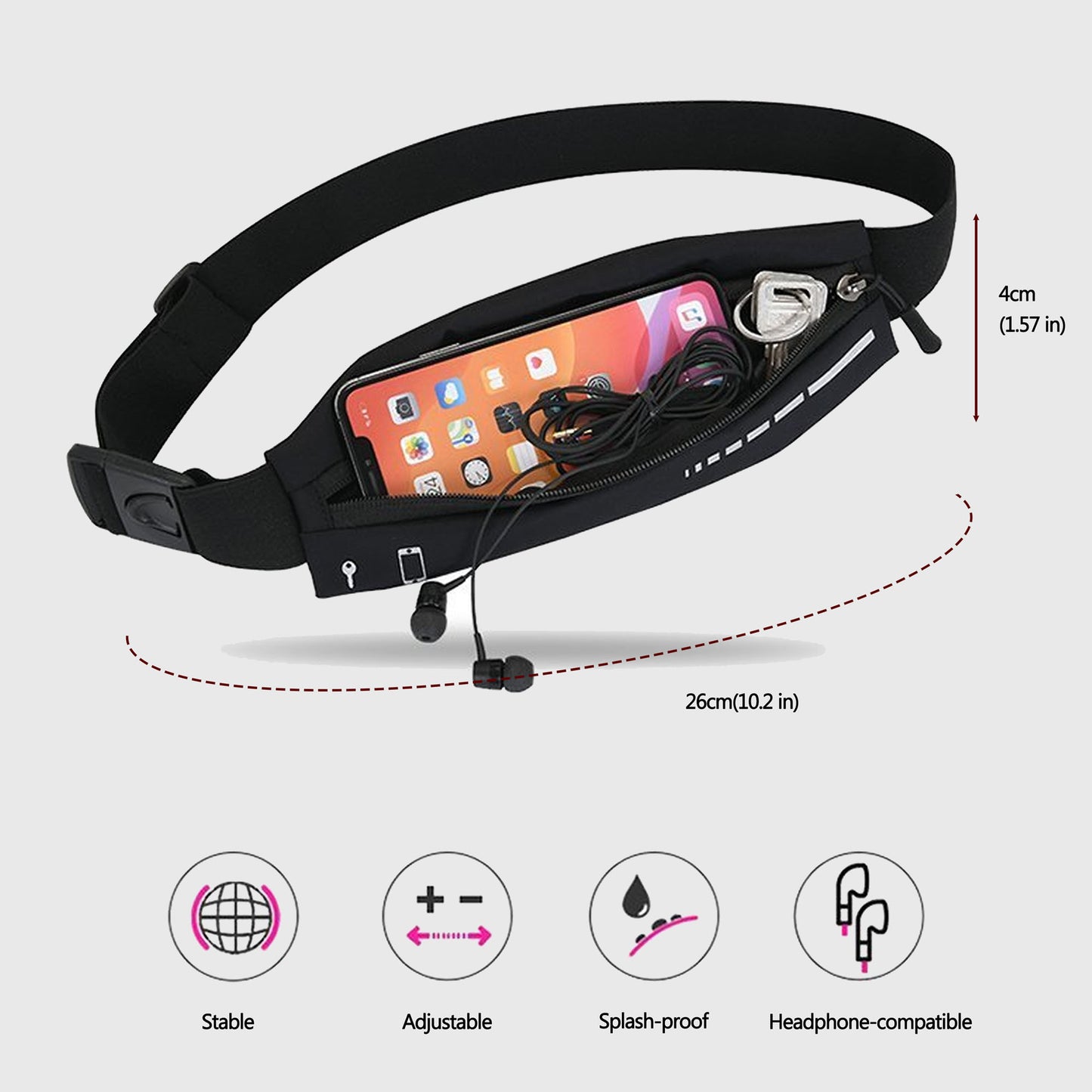 Anna-Kaci Adjustable Waist Bag - Splash - Proof Running Belt