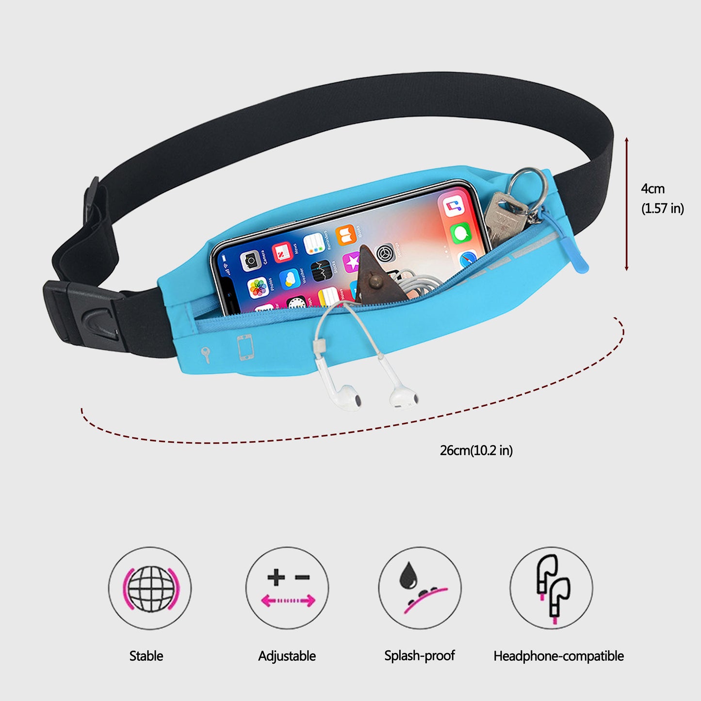Anna-Kaci Adjustable Waist Bag - Splash - Proof Running Belt