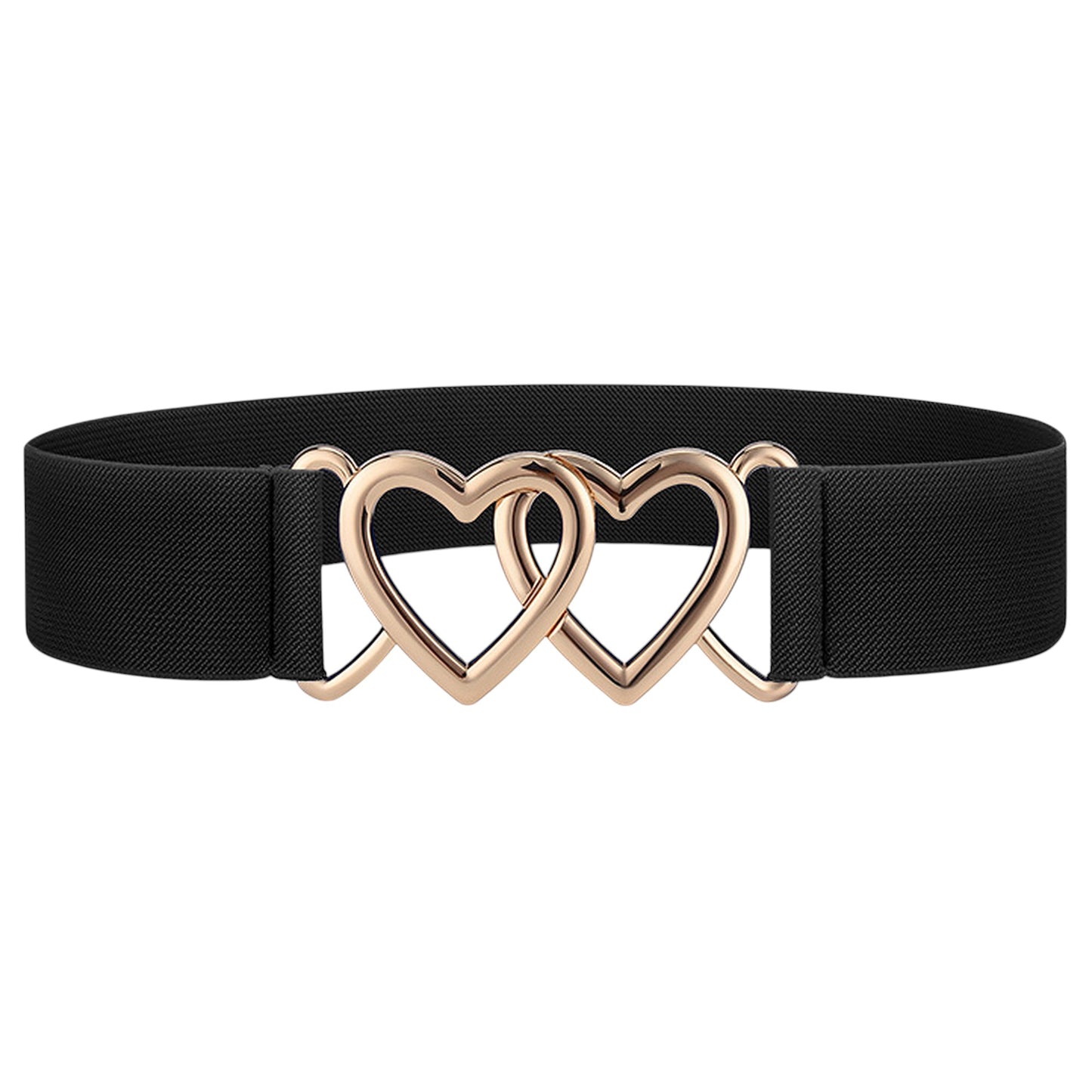 Anna-Kaci Women's Elastic Waist Belt with Gold Heart Buckle