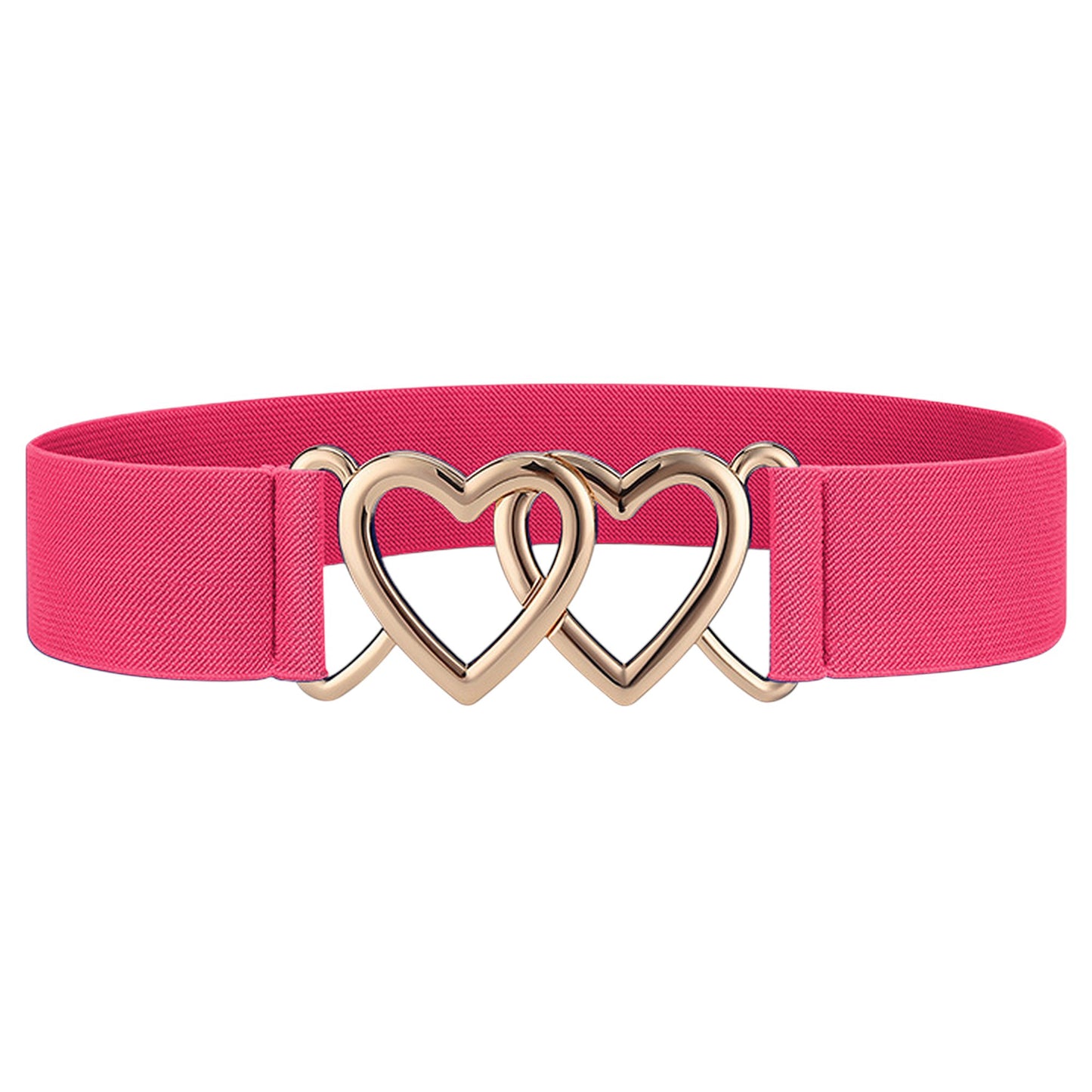 Anna-Kaci Women's Elastic Waist Belt with Gold Heart Buckle