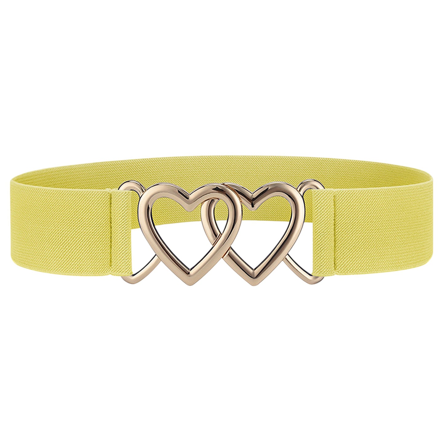 Anna-Kaci Women's Elastic Waist Belt with Gold Heart Buckle