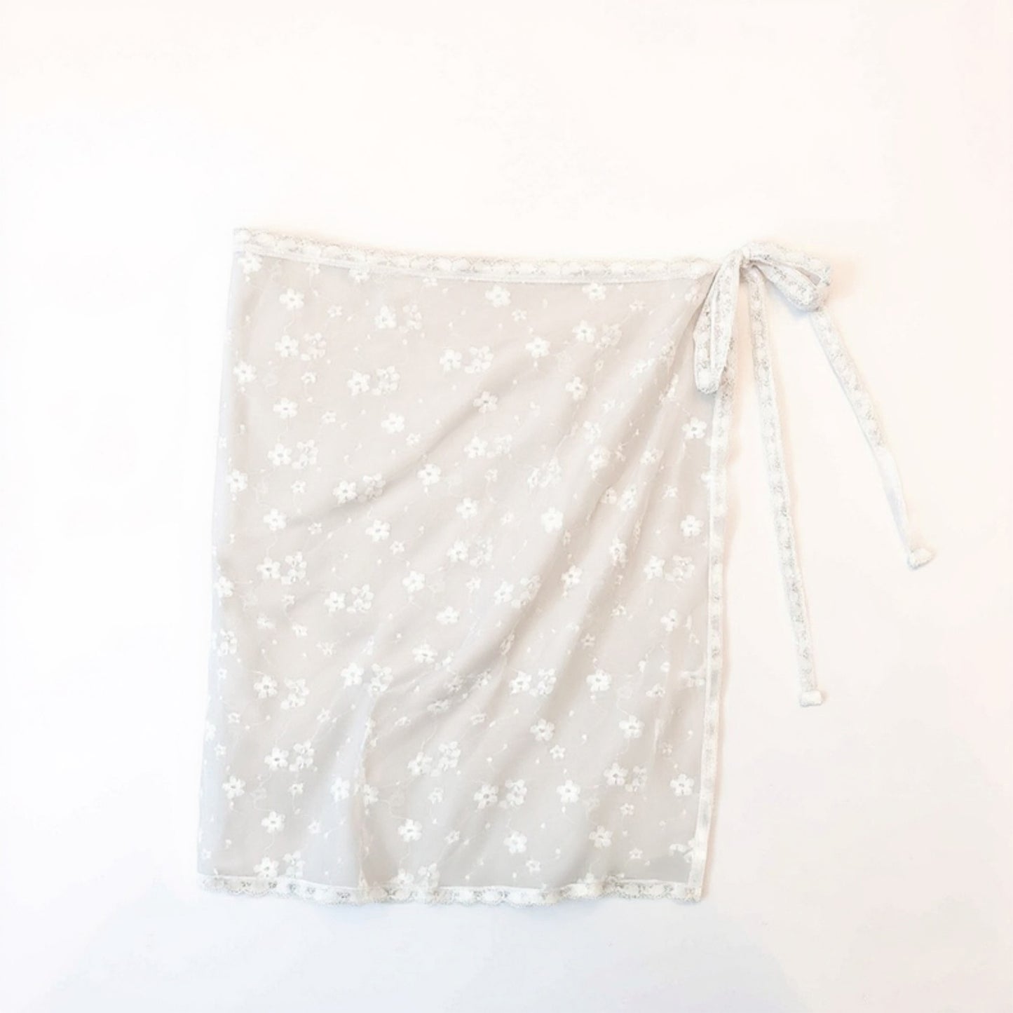 Anna-Kaci Women's Sheer Floral Lace Wrap Overlay Skirt with Side Tie Detail 55in