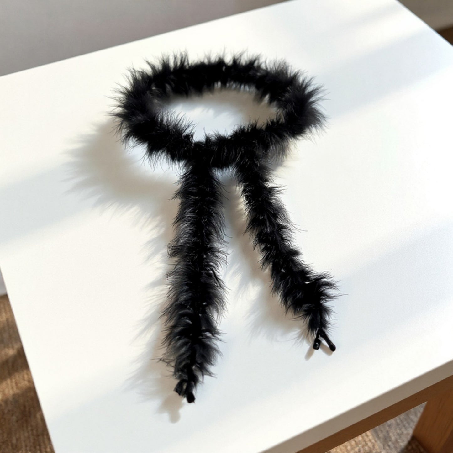 Anna-Kaci Women's Feather Trim Fashion Belt with Long Drape Accent and Adjustable Tie Design 79x1.5 in