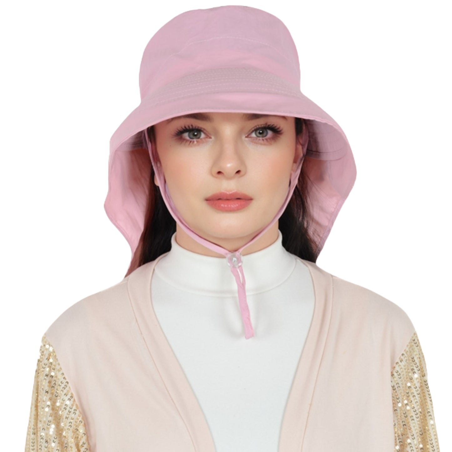 Alilang Womens Sun Hat Wide Brim Bucket Hats with Neck Flap and Ponytail Hole for Summer Beach Fishing Hiking