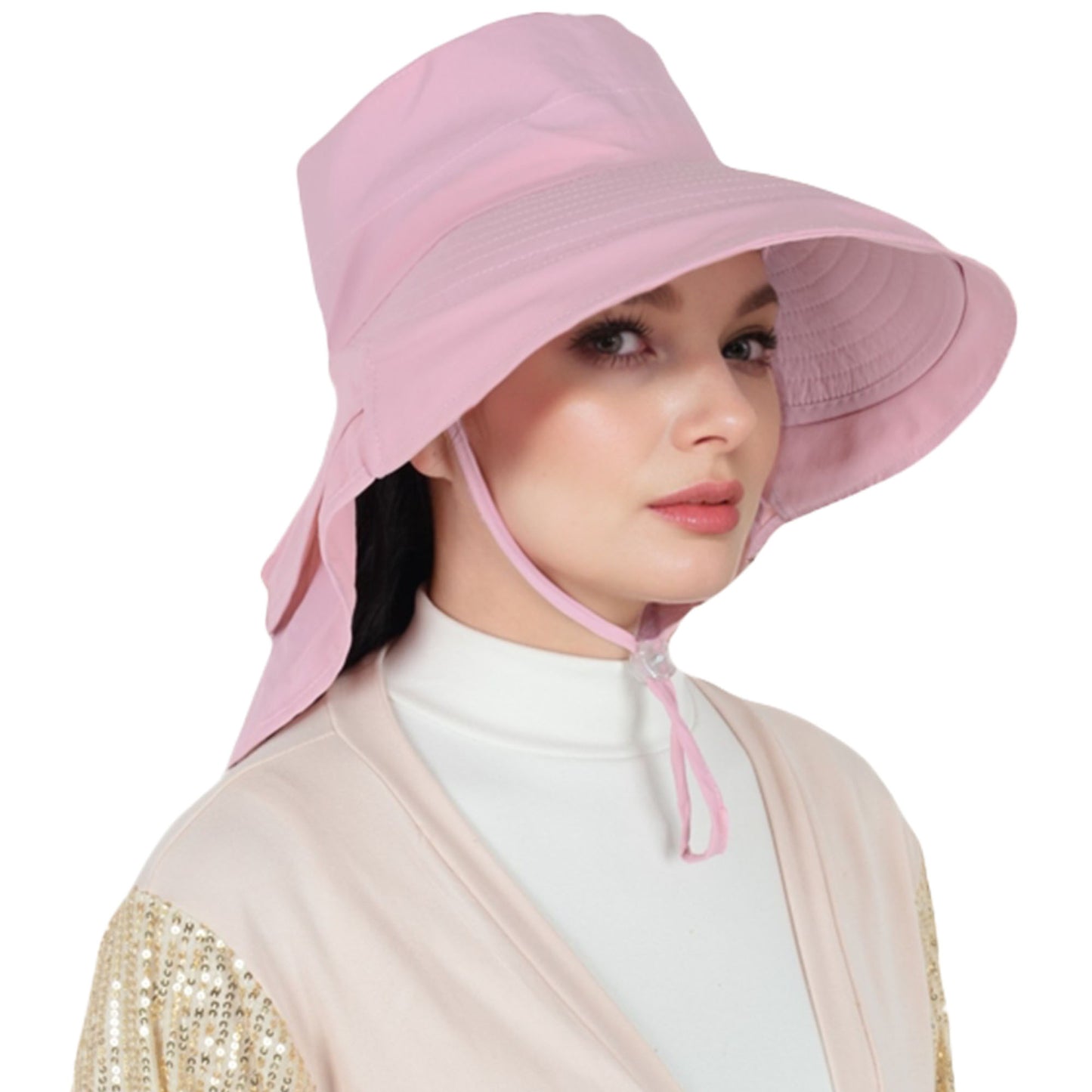 Alilang Womens Sun Hat Wide Brim Bucket Hats with Neck Flap and Ponytail Hole for Summer Beach Fishing Hiking