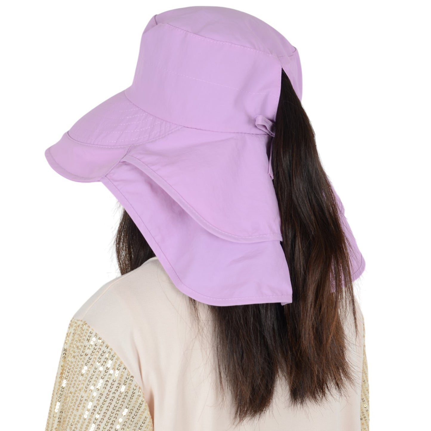 Alilang Womens Sun Hat Wide Brim Bucket Hats with Neck Flap and Ponytail Hole for Summer Beach Fishing Hiking