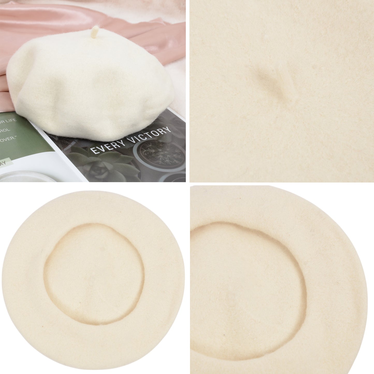 Women's Wool French Beret Hats Solid Color Classic Beanie Fall Winter Cap