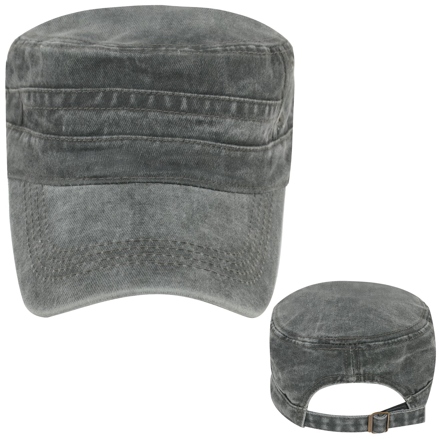Anna-Kaci Unisex Cotton Basic Cadet Hats Vintage Washed Flat Top Cap with Adjustable Strap