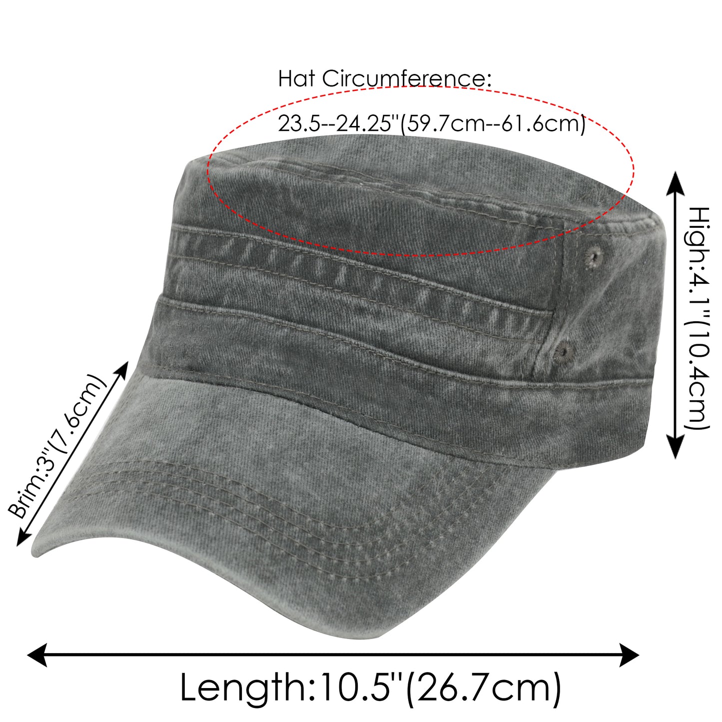 Anna-Kaci Unisex Cotton Basic Cadet Hats Vintage Washed Flat Top Cap with Adjustable Strap