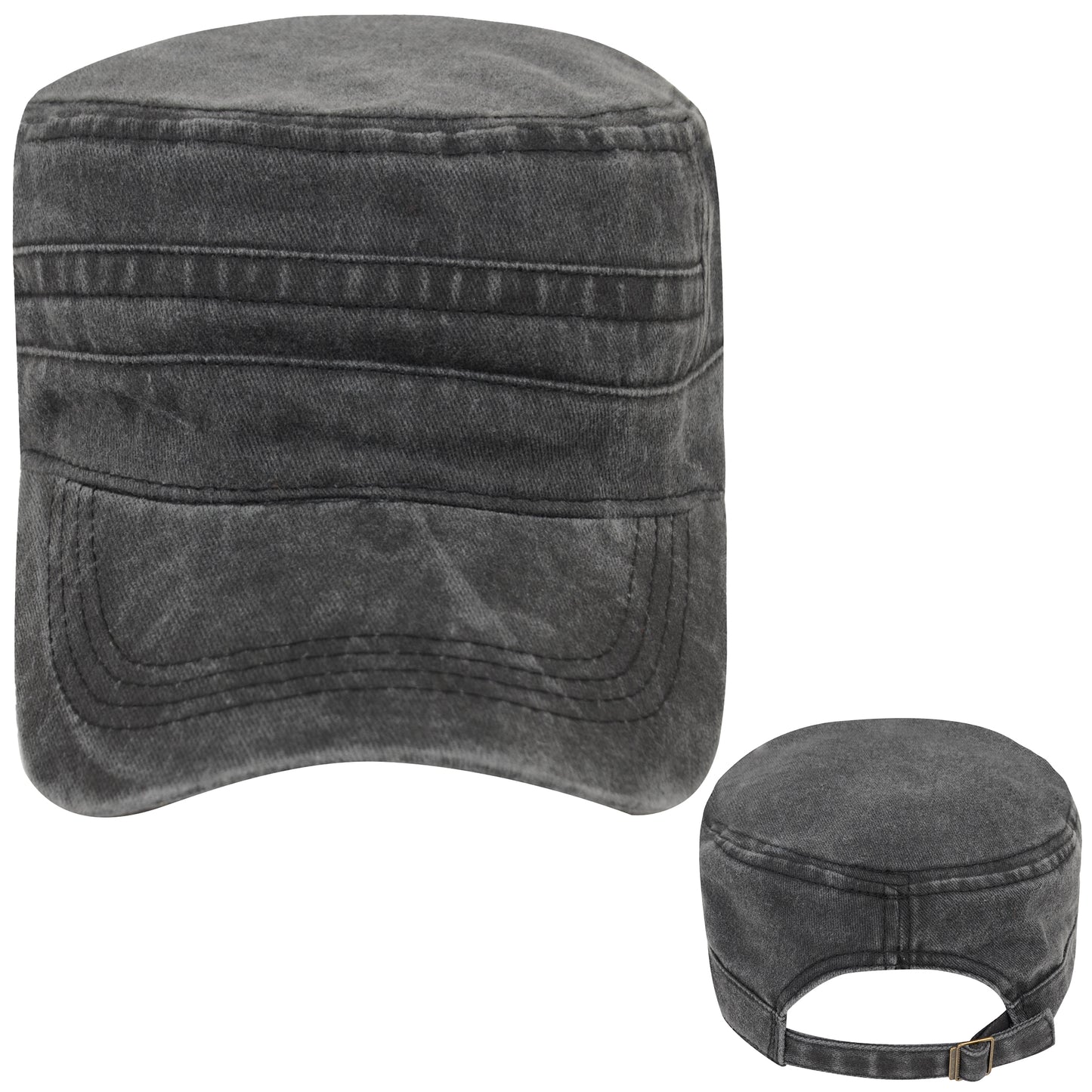 Anna-Kaci Unisex Cotton Basic Cadet Hats Vintage Washed Flat Top Cap with Adjustable Strap