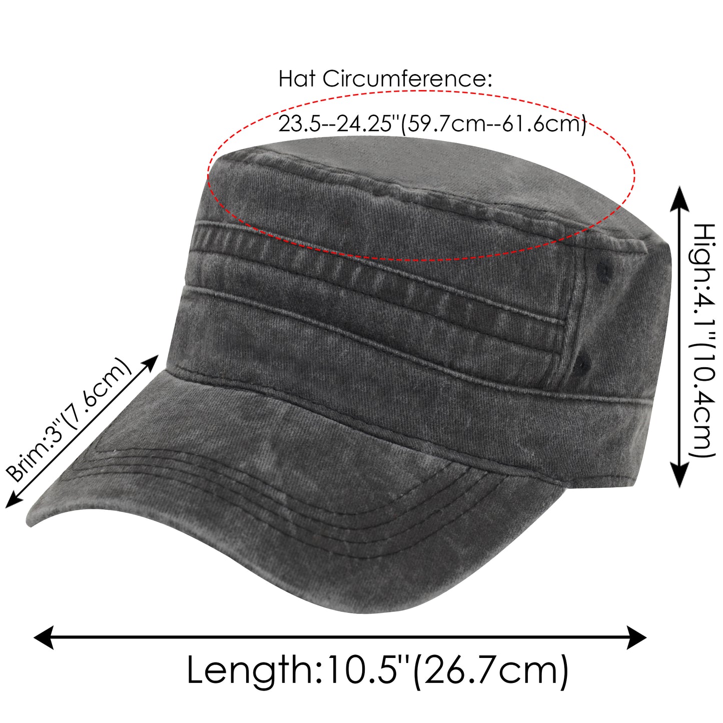 Anna-Kaci Unisex Cotton Basic Cadet Hats Vintage Washed Flat Top Cap with Adjustable Strap