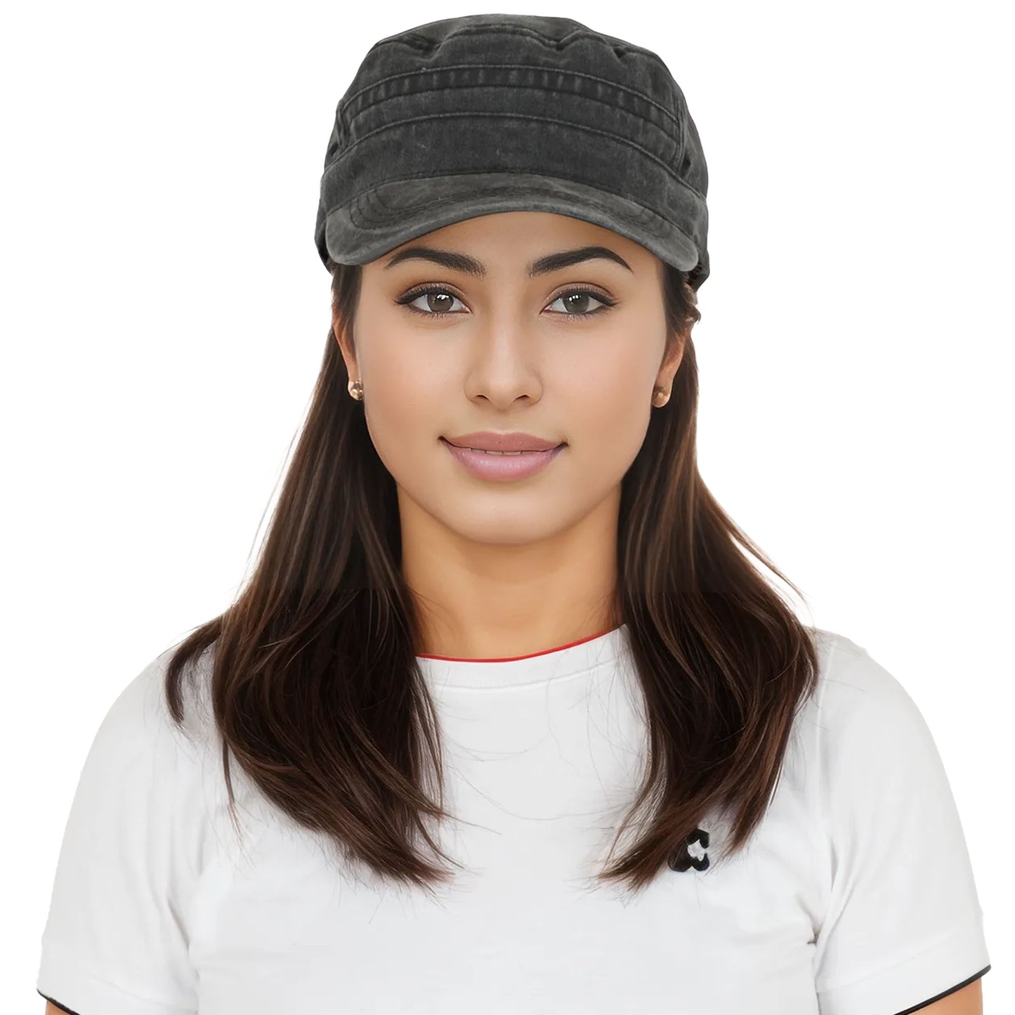 Anna-Kaci Unisex Cotton Basic Cadet Hats Vintage Washed Flat Top Cap with Adjustable Strap
