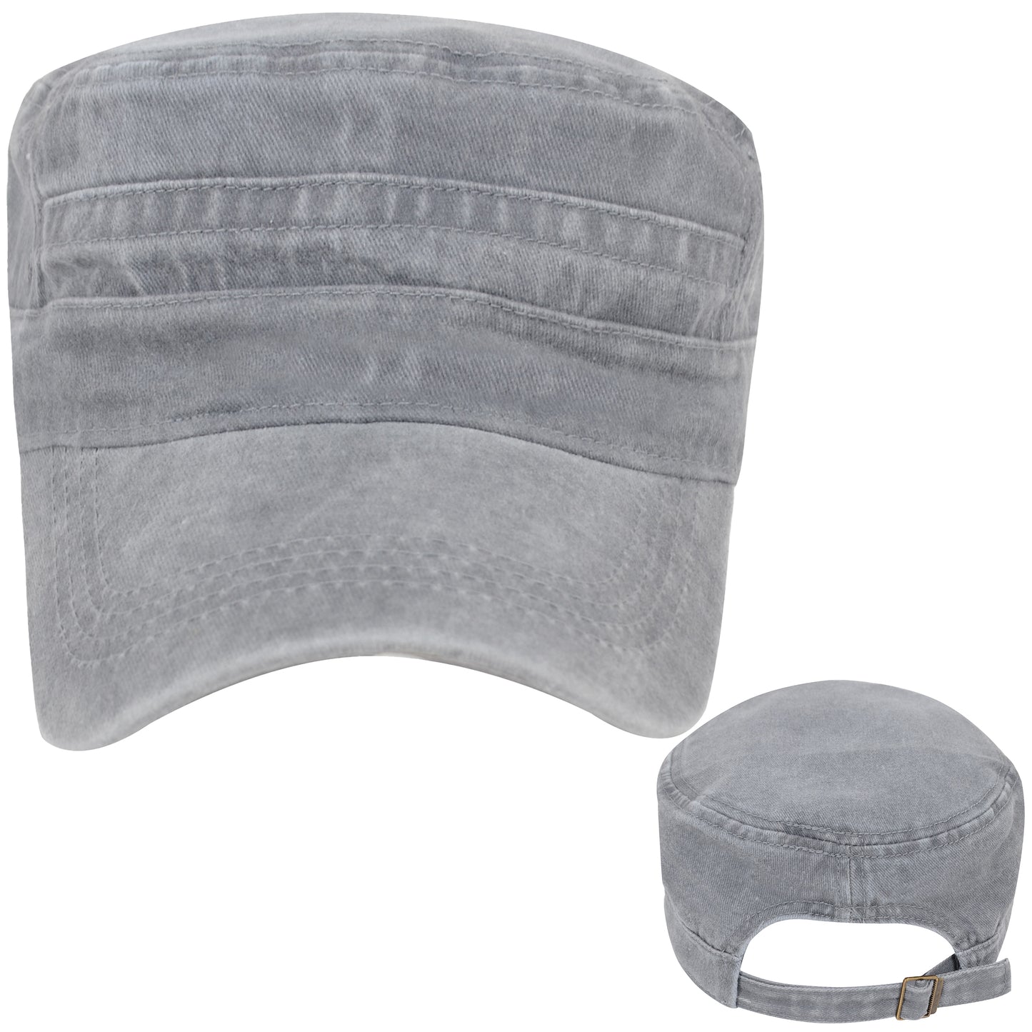 Anna-Kaci Unisex Cotton Basic Cadet Hats Vintage Washed Flat Top Cap with Adjustable Strap