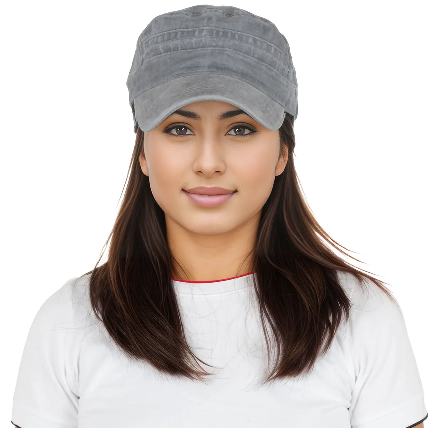 Anna-Kaci Unisex Cotton Basic Cadet Hats Vintage Washed Flat Top Cap with Adjustable Strap
