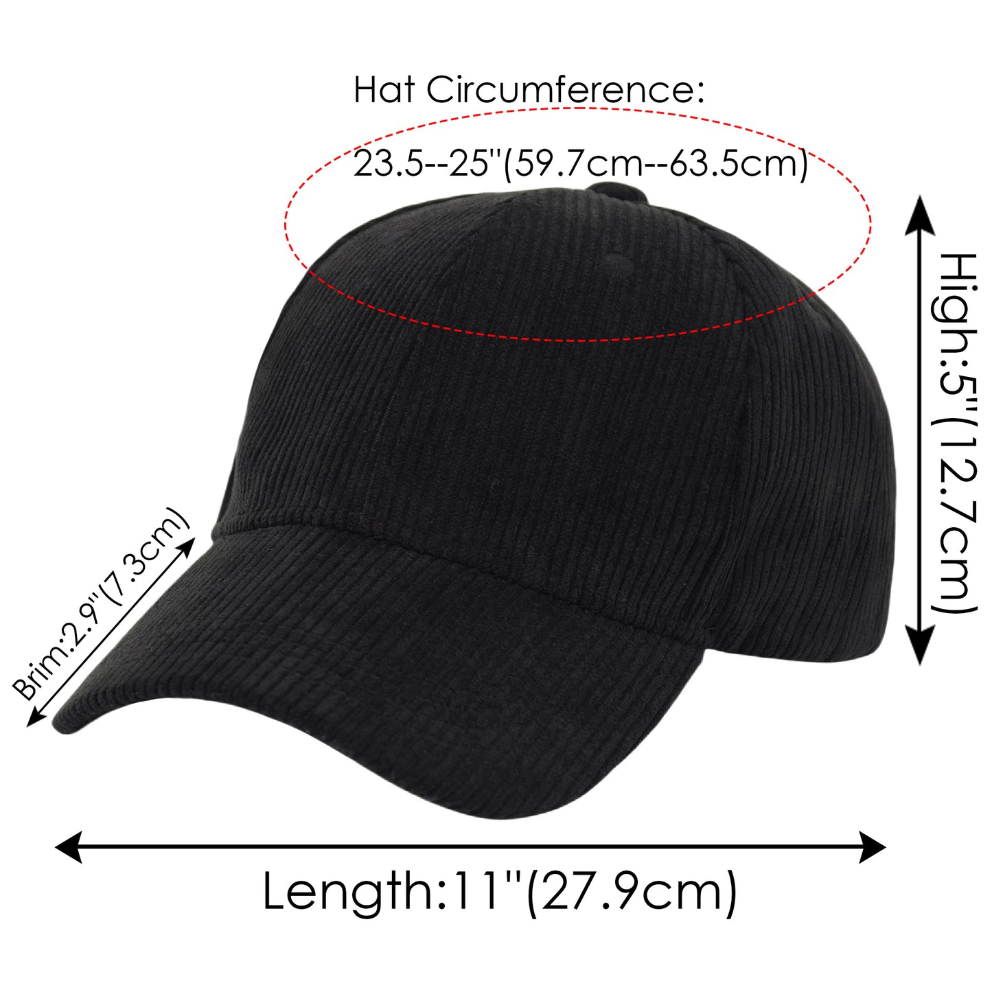 Anna-Kaci Vintage Corduroy Baseball Cap Solid Color Adjustable Strap Trucker Hat for Women Men
