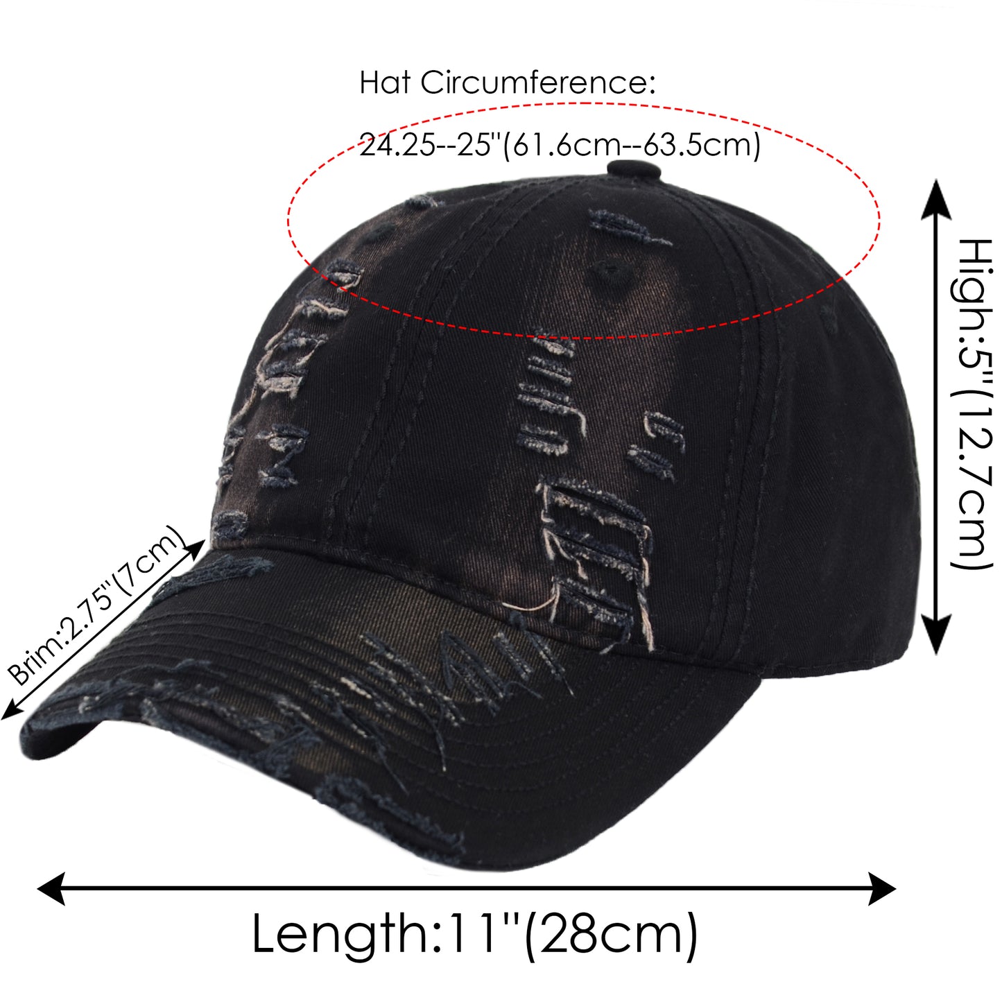 Anna-Kaci Vintage Washed Distressed Baseball Cap Denim Cotton Adjustable Dad Hats for Women Men