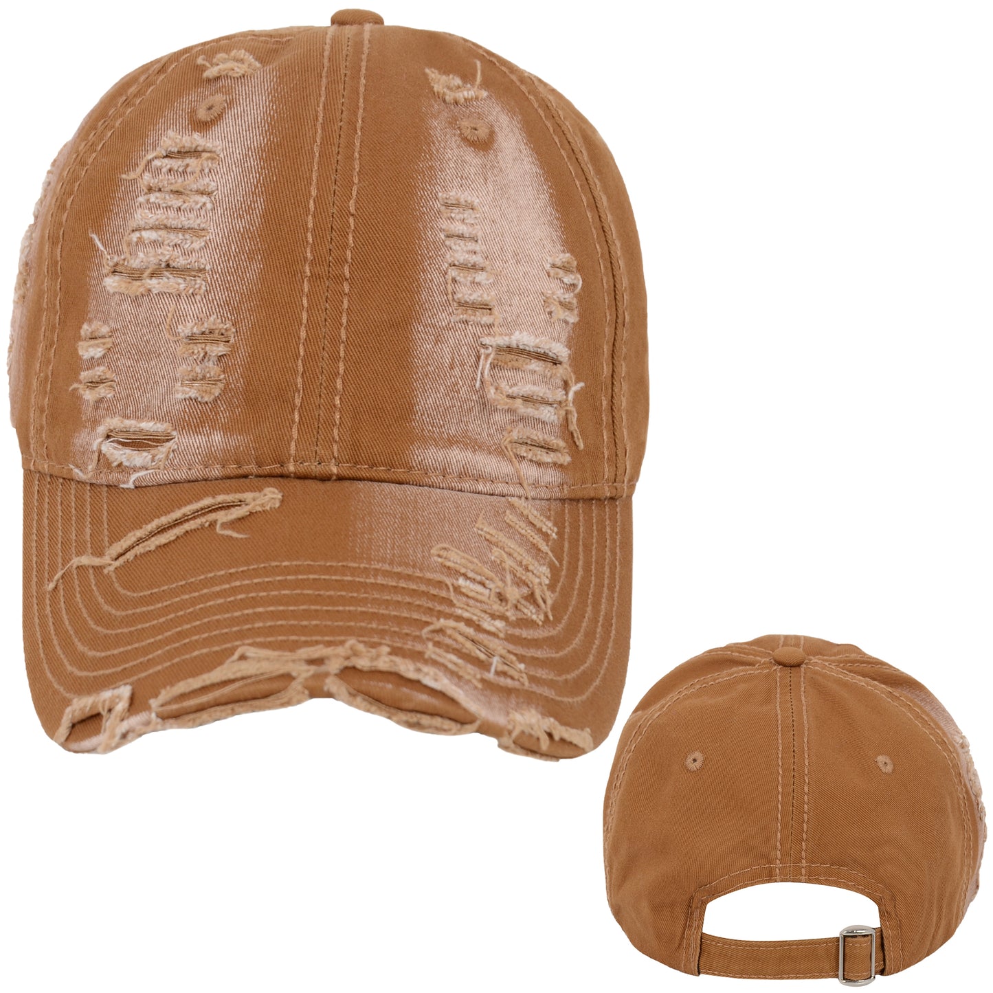 Anna-Kaci Vintage Washed Distressed Baseball Cap Denim Cotton Adjustable Dad Hats for Women Men