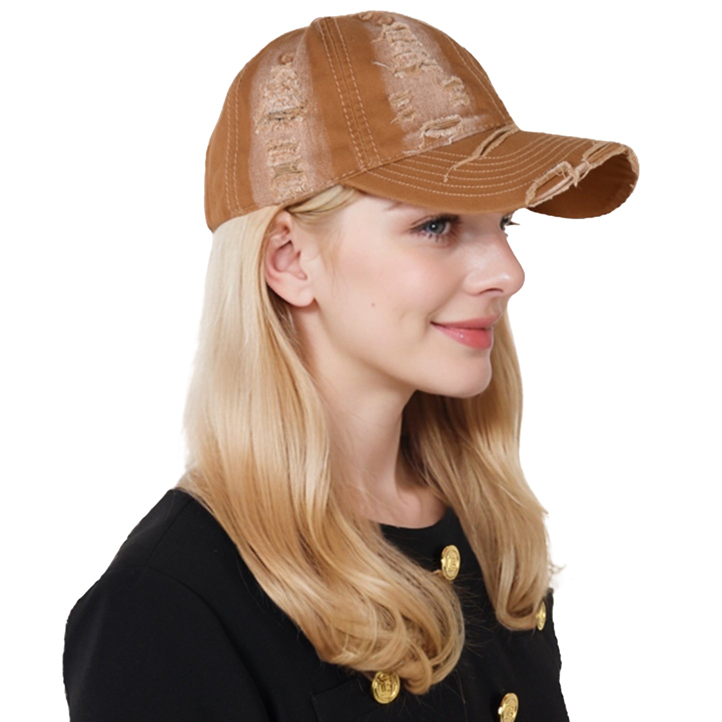 Anna-Kaci Vintage Washed Distressed Baseball Cap Denim Cotton Adjustable Dad Hats for Women Men