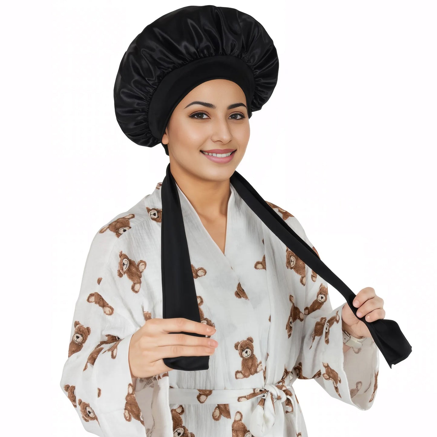 Anna-Kaci Silk Bonnet for Sleeping Satin Lined Hair Bonnet with Long Tie Band for Women Curly Hair