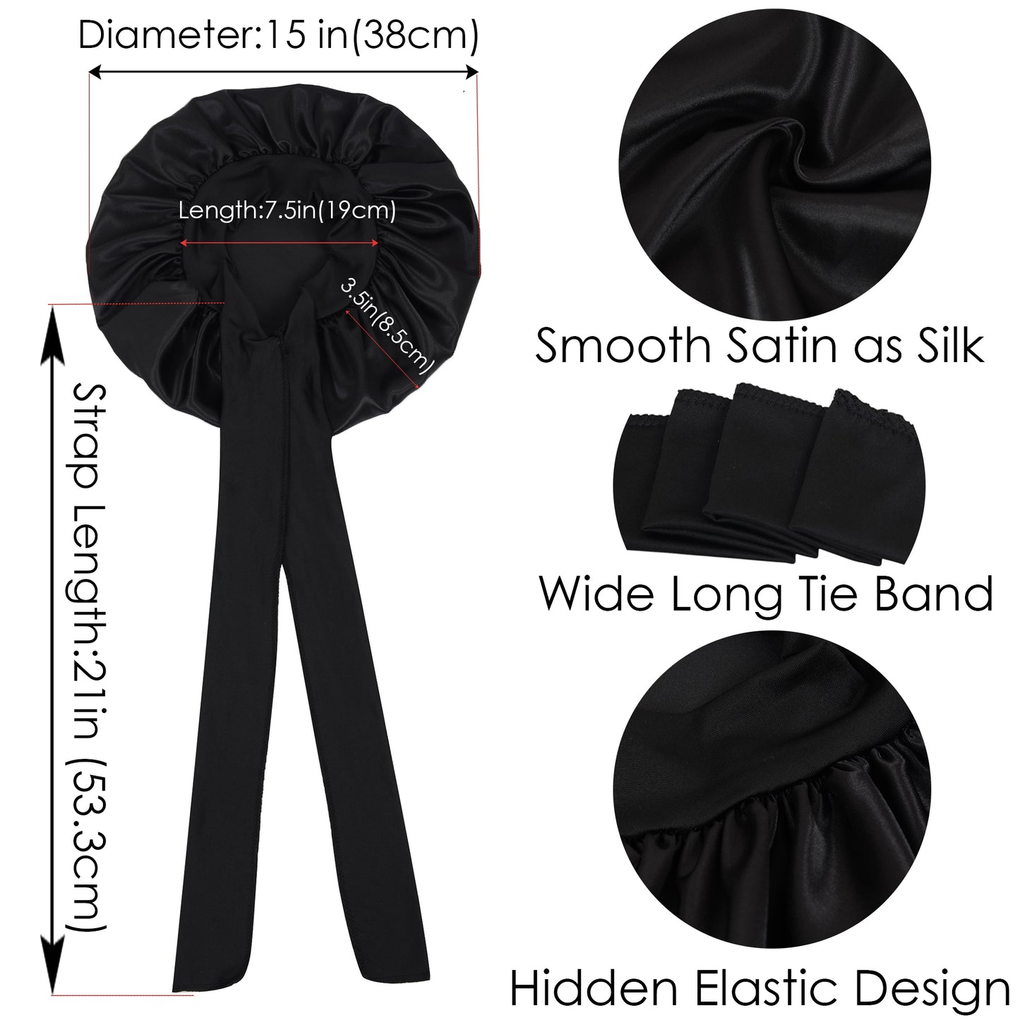 Anna-Kaci Silk Bonnet for Sleeping Satin Lined Hair Bonnet with Long Tie Band for Women Curly Hair