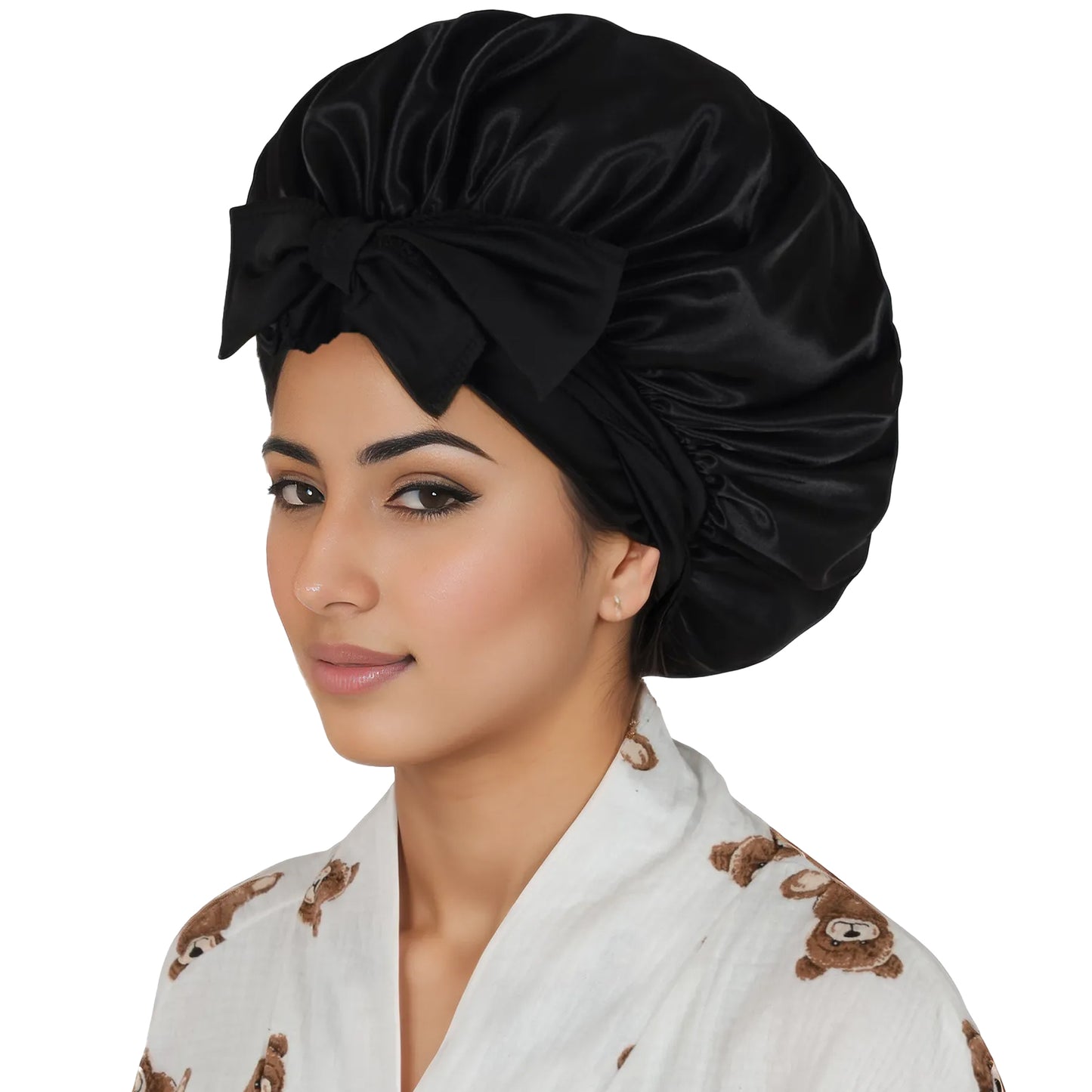 Anna-Kaci Silk Bonnet for Sleeping Satin Lined Hair Bonnet with Long Tie Band for Women Curly Hair