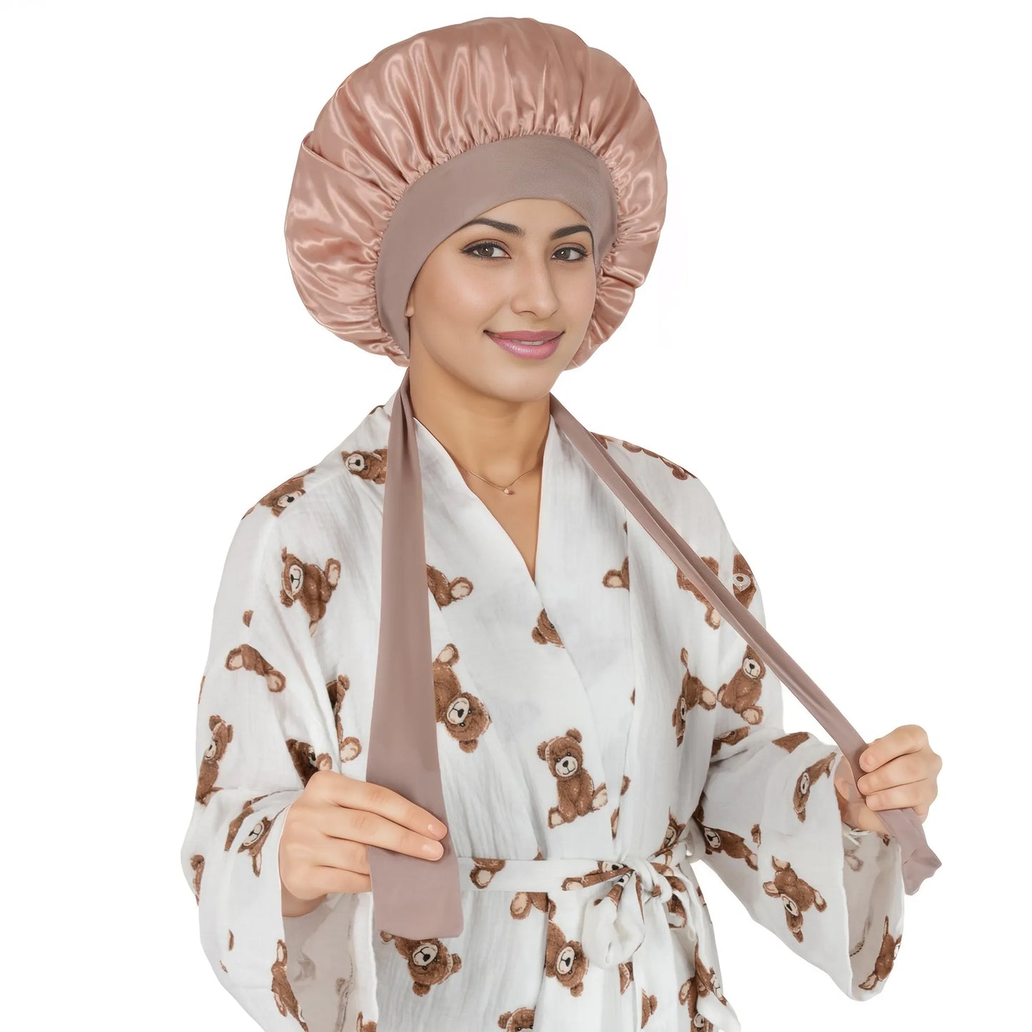 Anna-Kaci Silk Bonnet for Sleeping Satin Lined Hair Bonnet with Long Tie Band for Women Curly Hair