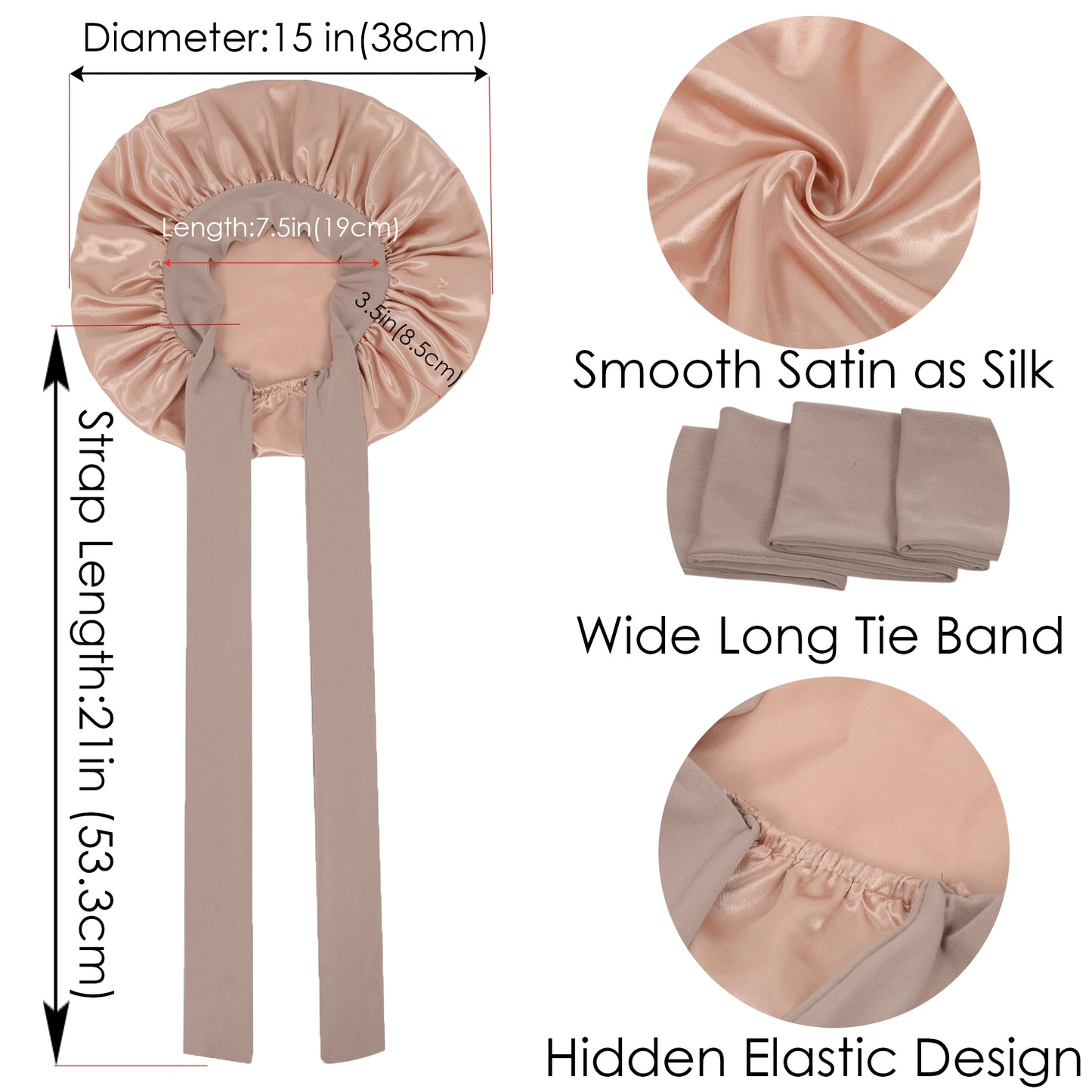 Anna-Kaci Silk Bonnet for Sleeping Satin Lined Hair Bonnet with Long Tie Band for Women Curly Hair