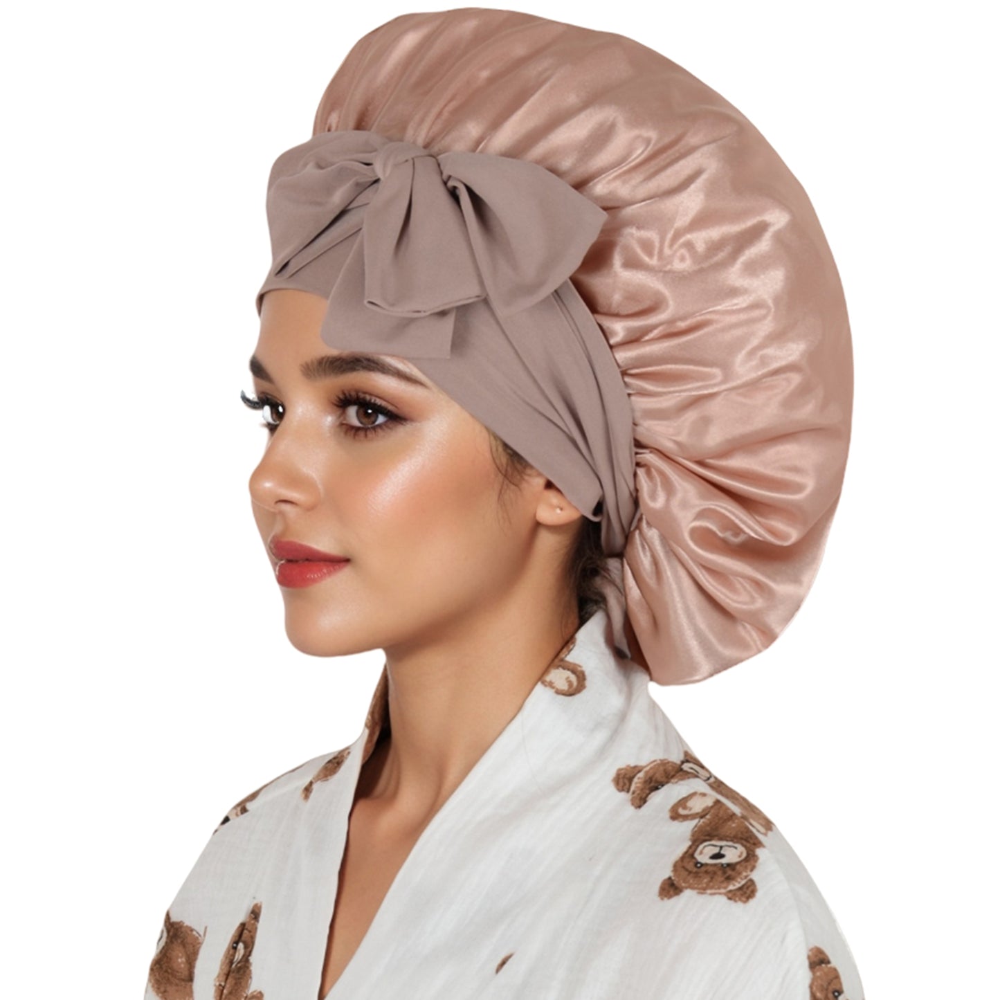 Anna-Kaci Silk Bonnet for Sleeping Satin Lined Hair Bonnet with Long Tie Band for Women Curly Hair