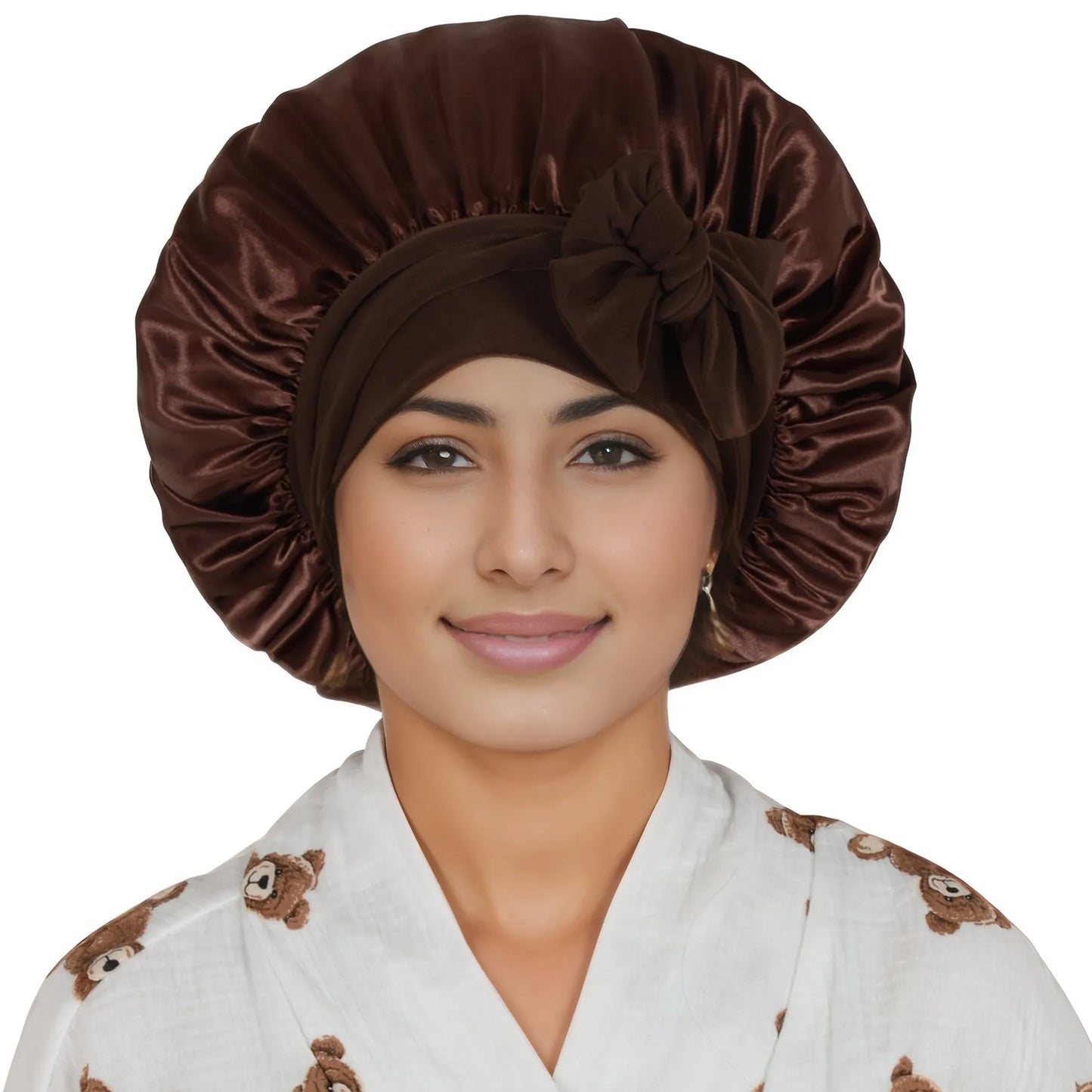 Anna-Kaci Silk Bonnet for Sleeping Satin Lined Hair Bonnet with Long Tie Band for Women Curly Hair