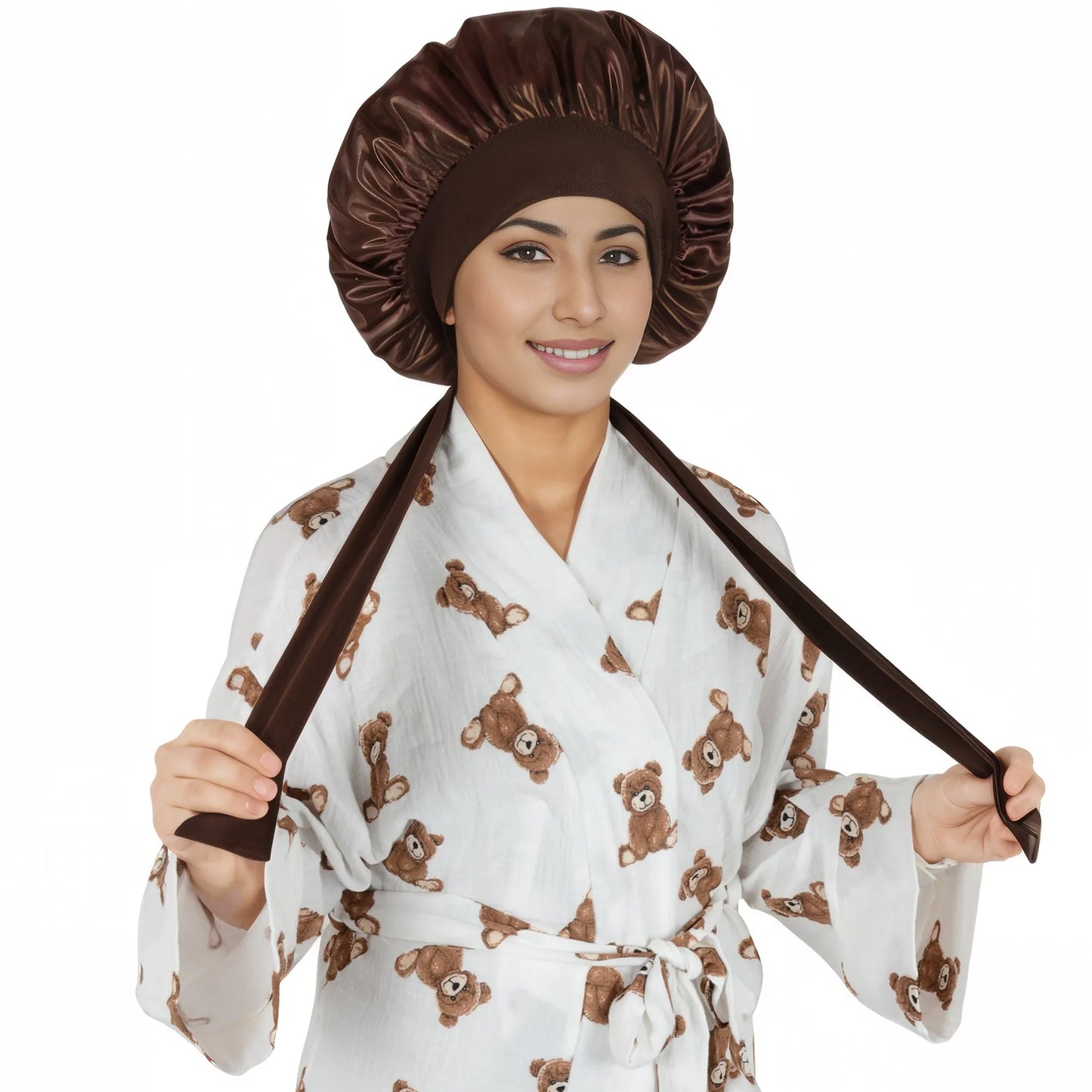 Anna-Kaci Silk Bonnet for Sleeping Satin Lined Hair Bonnet with Long Tie Band for Women Curly Hair