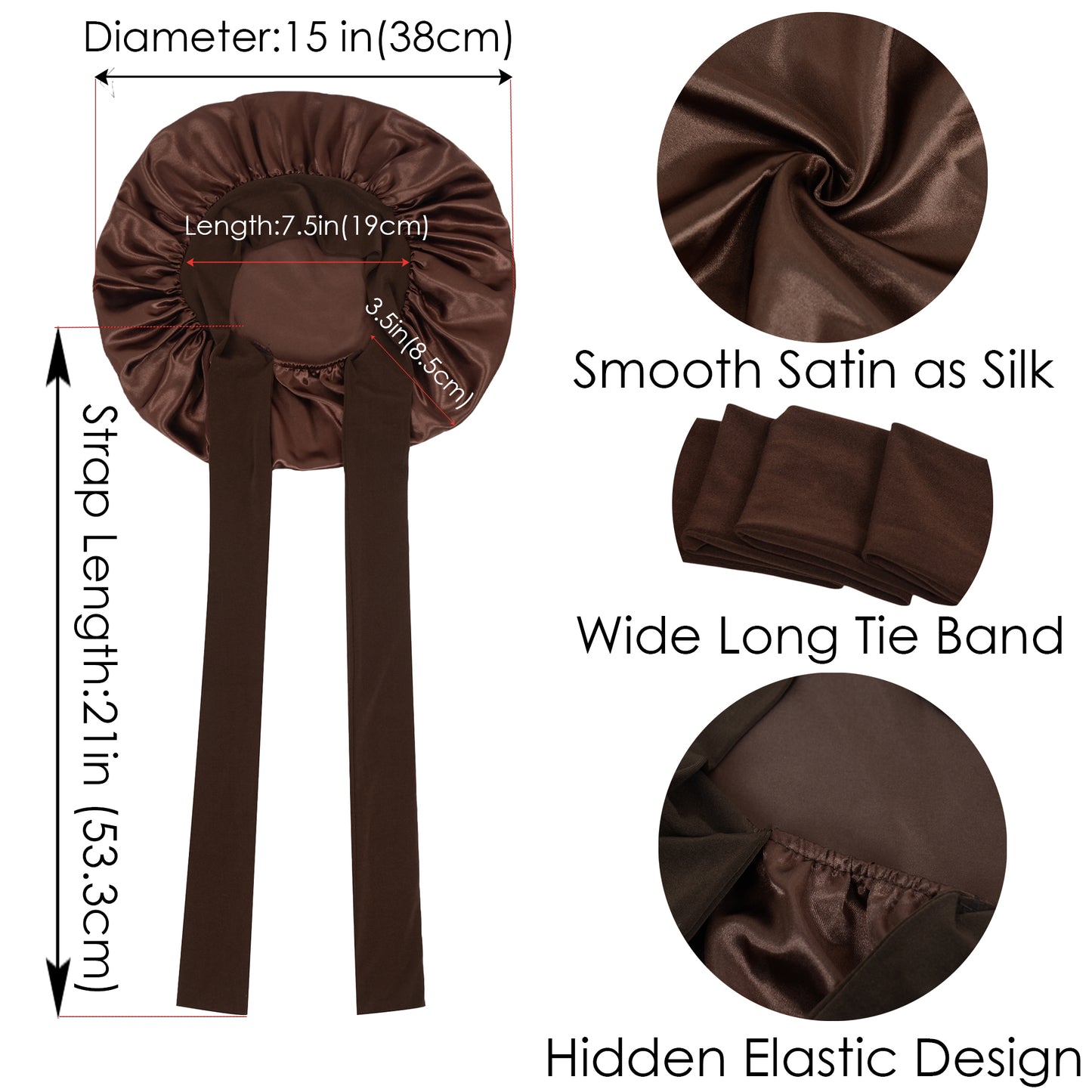 Anna-Kaci Silk Bonnet for Sleeping Satin Lined Hair Bonnet with Long Tie Band for Women Curly Hair