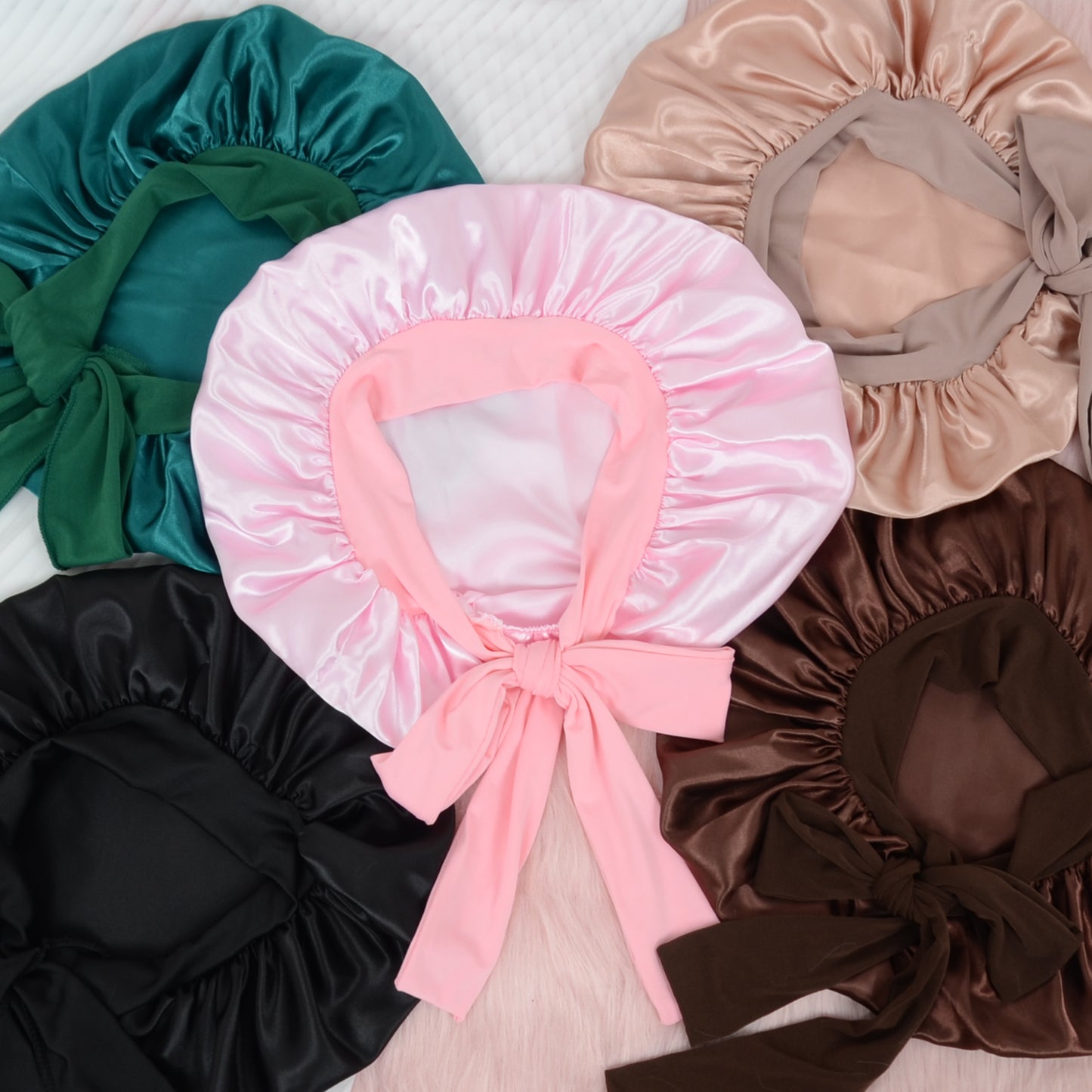 Anna-Kaci Silk Bonnet for Sleeping Satin Lined Hair Bonnet with Long Tie Band for Women Curly Hair